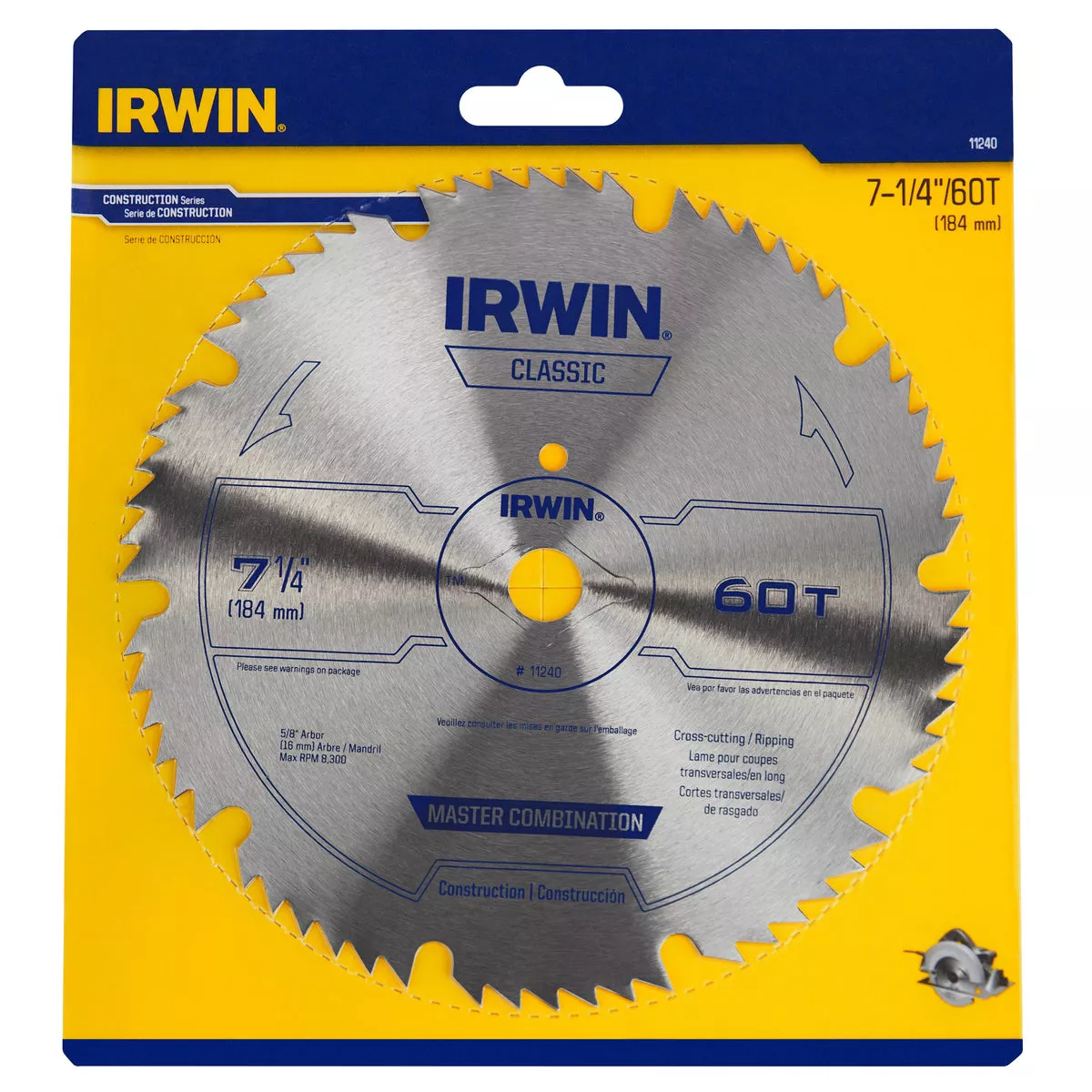 Irwin Steel 7-1/4 In. 60-Tooth Ripping/Crosscutting Circular Saw Blade - photo 2