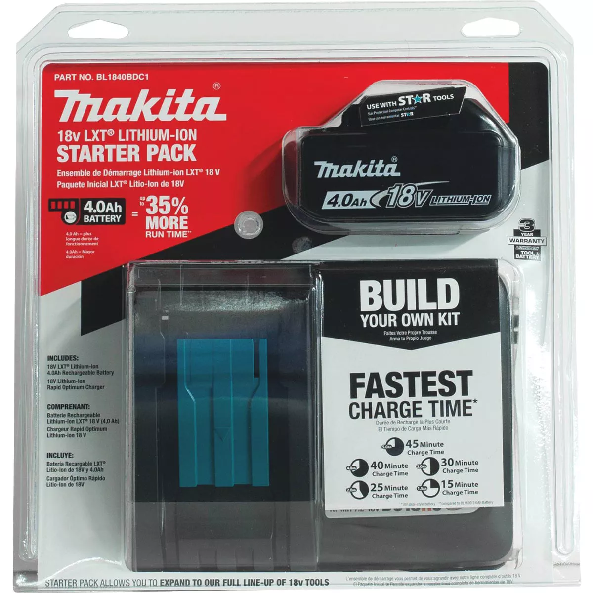 Makita 18V LXT Lithium-Ion 4.0 Ah Tool Battery/Charger Starter Kit - photo 2