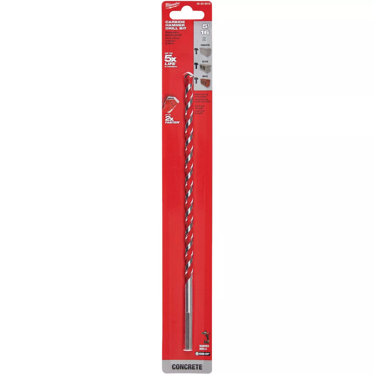 Milwaukee SHOCKWAVE 5/16 In. x 10 In. Impact Duty Masonry Carbide Hammer Drill Bit