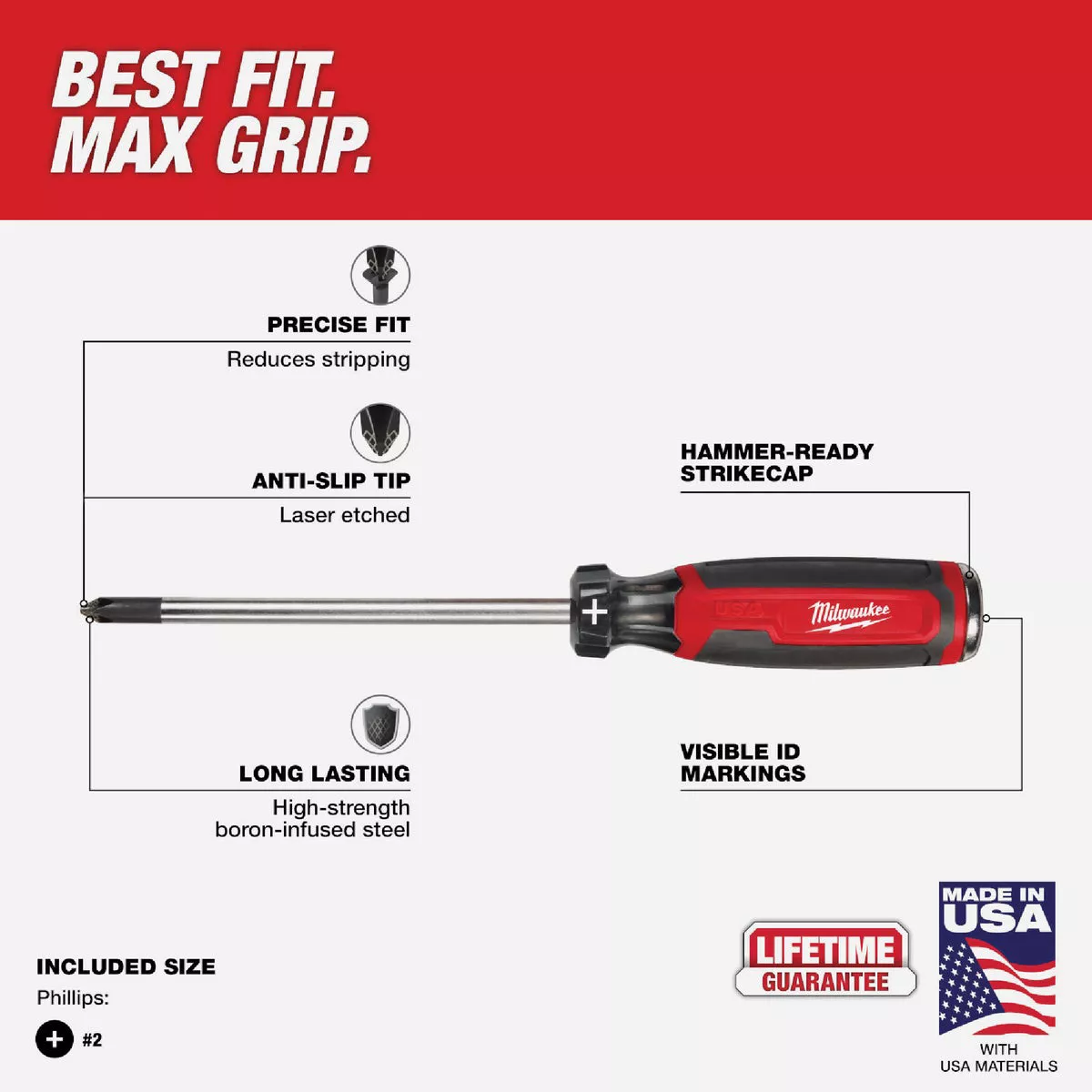 Milwaukee #2 x 6 In. Phillips Demolition Screwdriver with Cushion Grip - photo 3