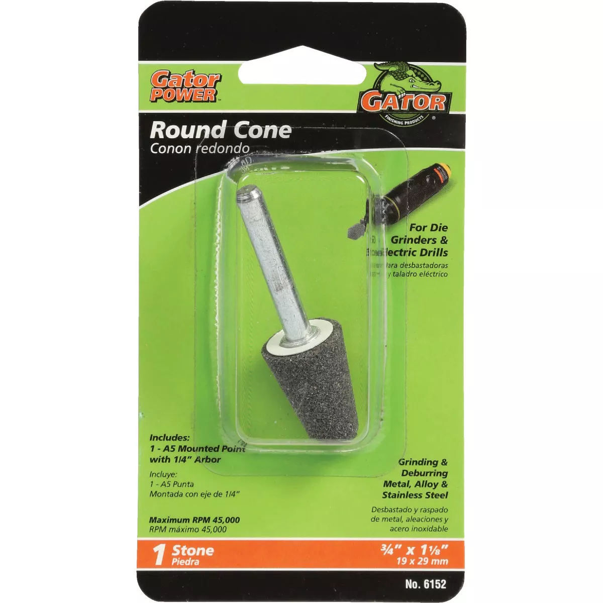 Gator Blade Round Cone 3/4 In. x 1- 1/4 In. Grinding Stone