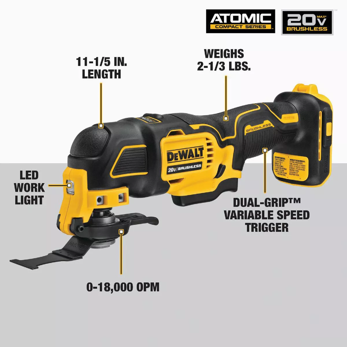 DEWALT ATOMIC 20V MAX Brushless Cordless Oscillating Tool (Tool Only) - photo 2