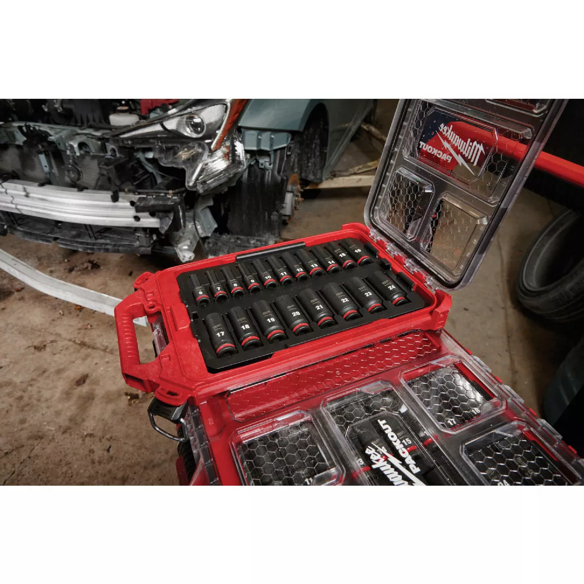 Milwaukee SHOCKWAVE Metric 3/8 In. Drive 6-Point Deep Impact Driver Set with PACKOUT Organizer (19-Piece) - photo 2