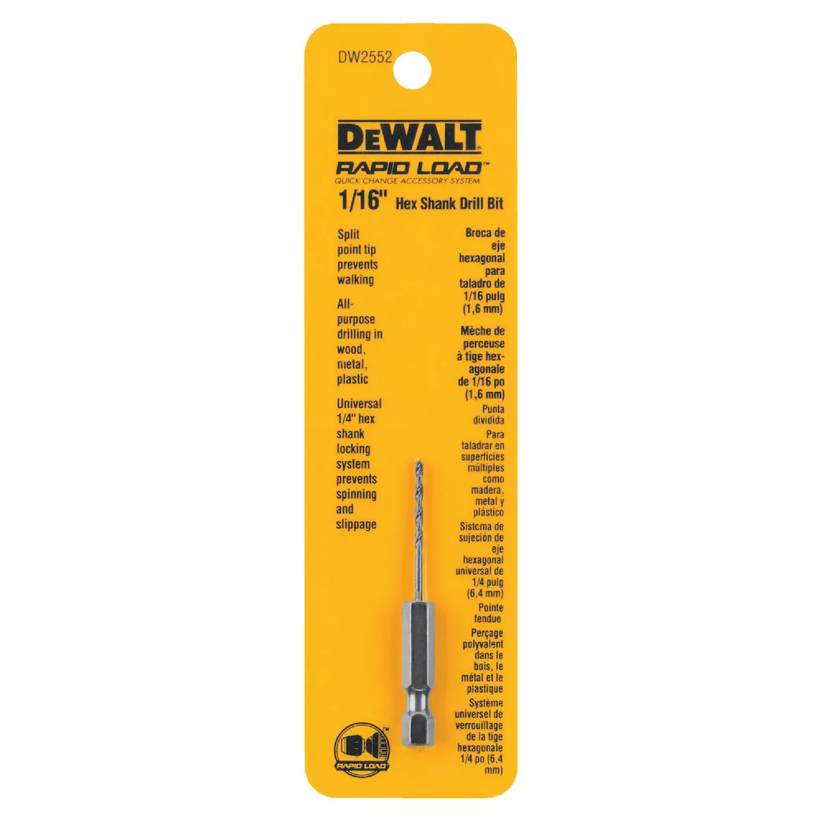 DEWALT Rapid Load 1/16 In. Black Oxide Hex Shank Drill Bit