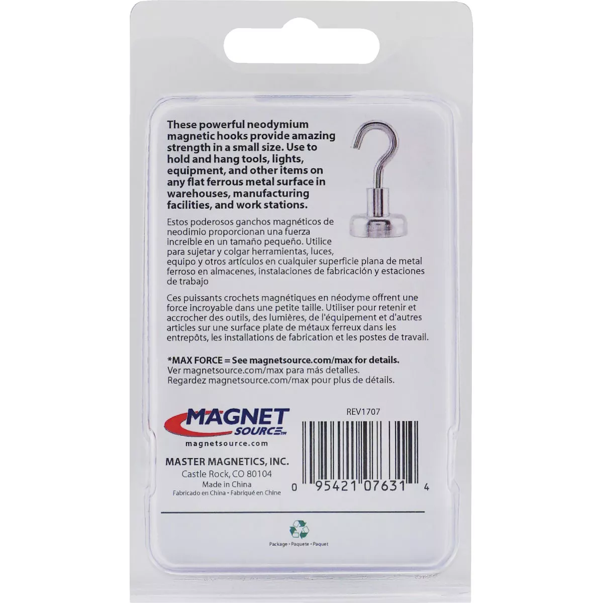 MagnetSource Grade 42 Neodymium 18 Lb. Capacity Magnet Hook (2-Pack) - photo 8