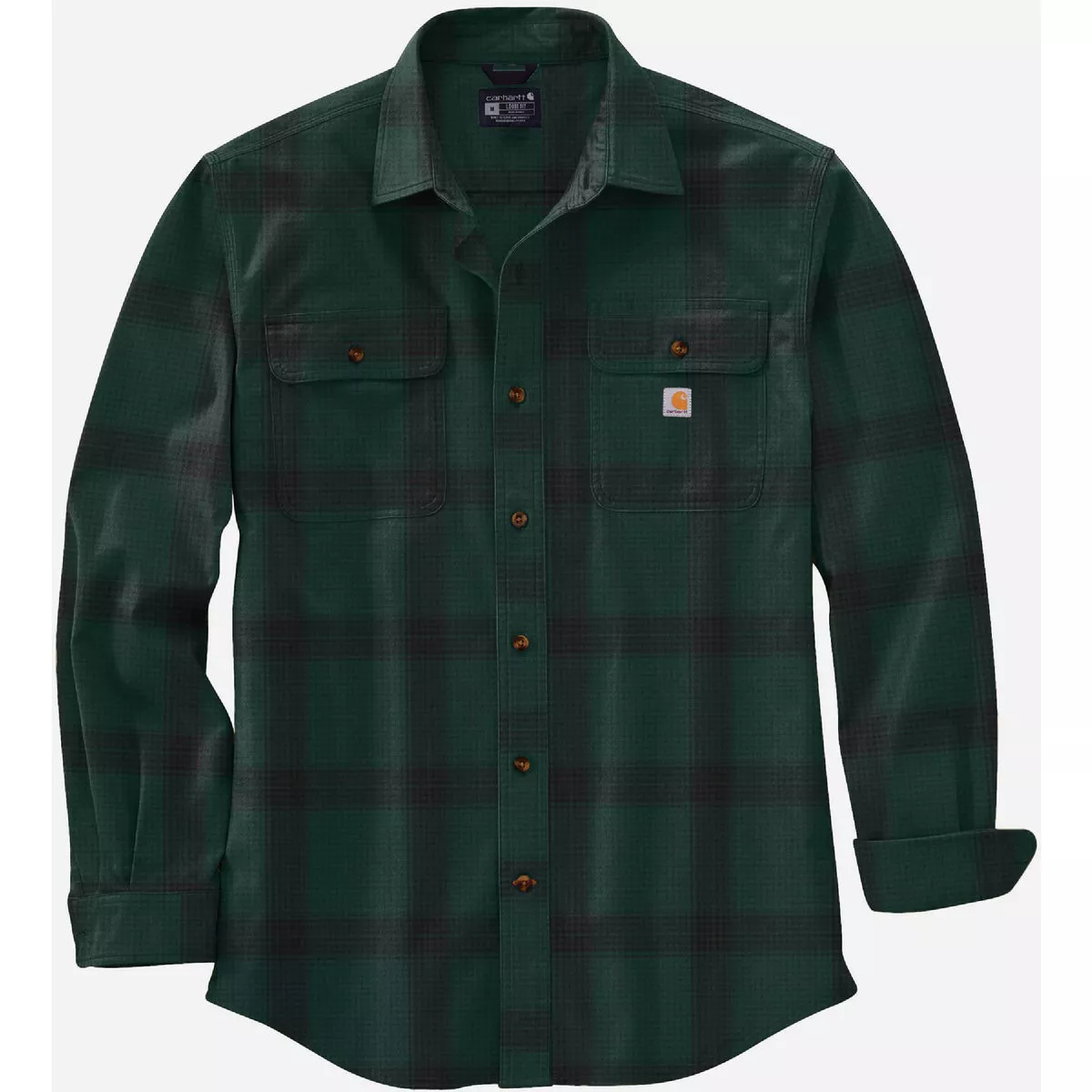 Carhartt Men's Large Tall North Woods Long Sleeve Heavyweight Flannel Plaid Button Down Shirt, Loose Fit