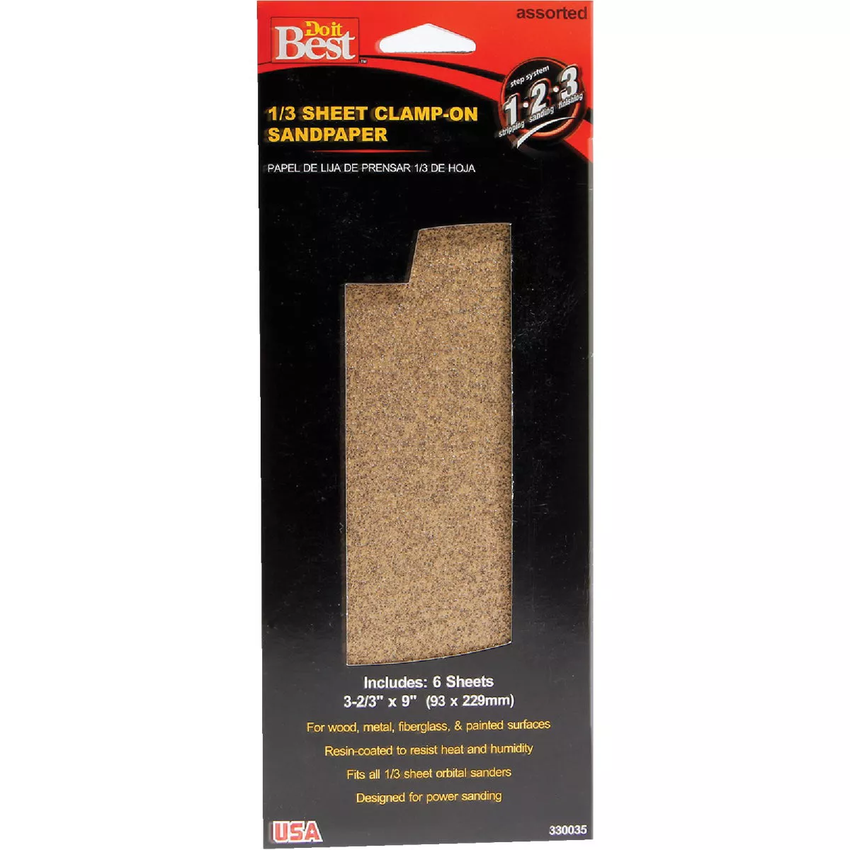 Do it Best Aluminum Oxide 220C, 150C, 100C, 60C Grit 1/3 Sheet Power Sanding Sheet (6-Pack)
