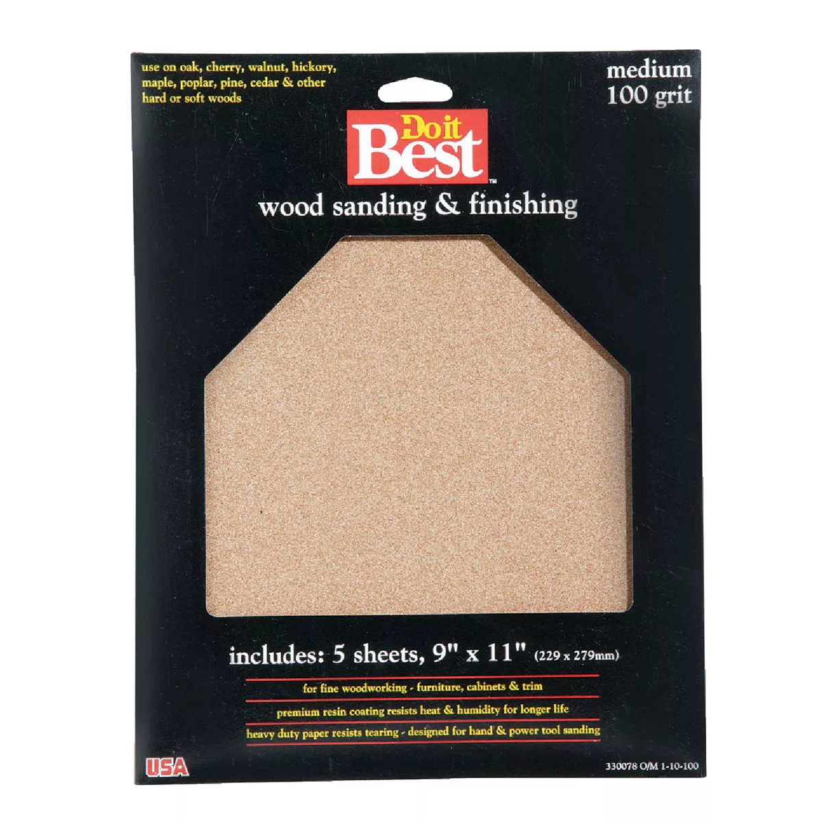 Do it Best Bare Wood 9 In. x 11 In. 100 Grit Medium Sandpaper (5-Pack)