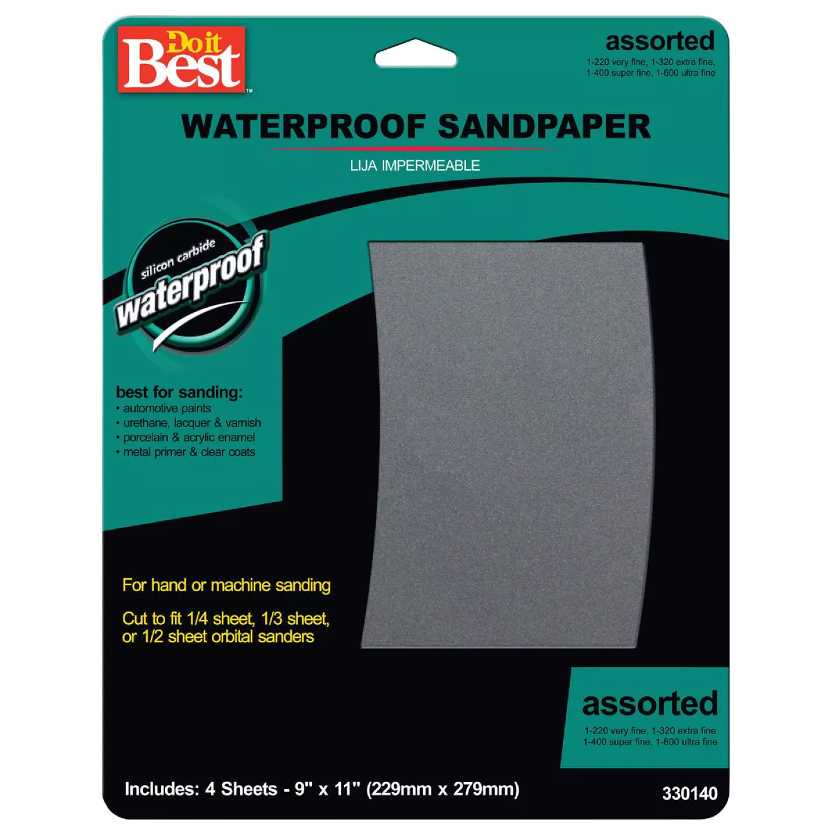 Do it Best Waterproof 9 In. x 11 In. 600/440/320/220 Grit Assorted Grade Sandpaper (4-Pack)