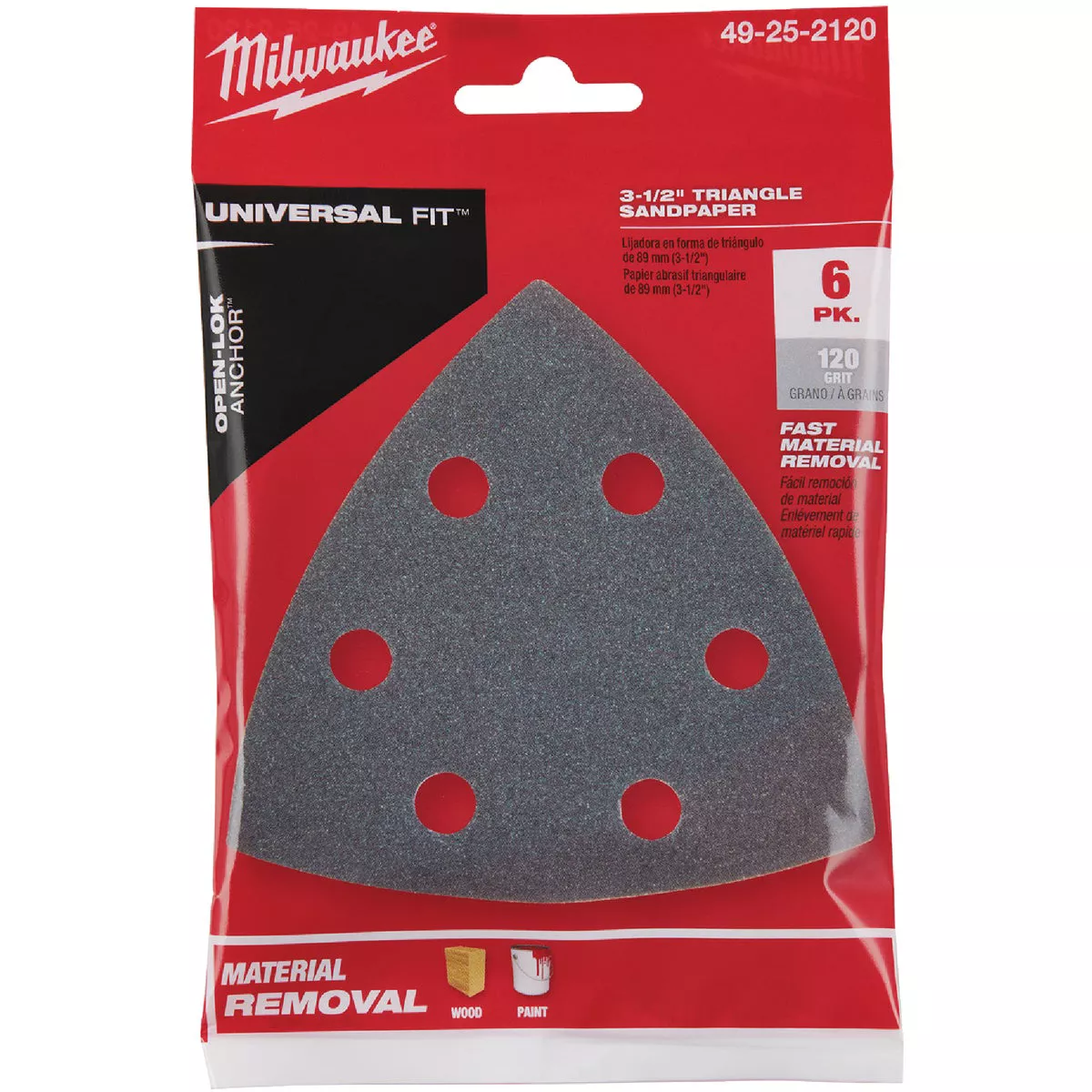 Milwaukee OPEN-LOK 3-1/2 In. 120 Grit Triangle Sandpaper (6-Pack) - photo 2