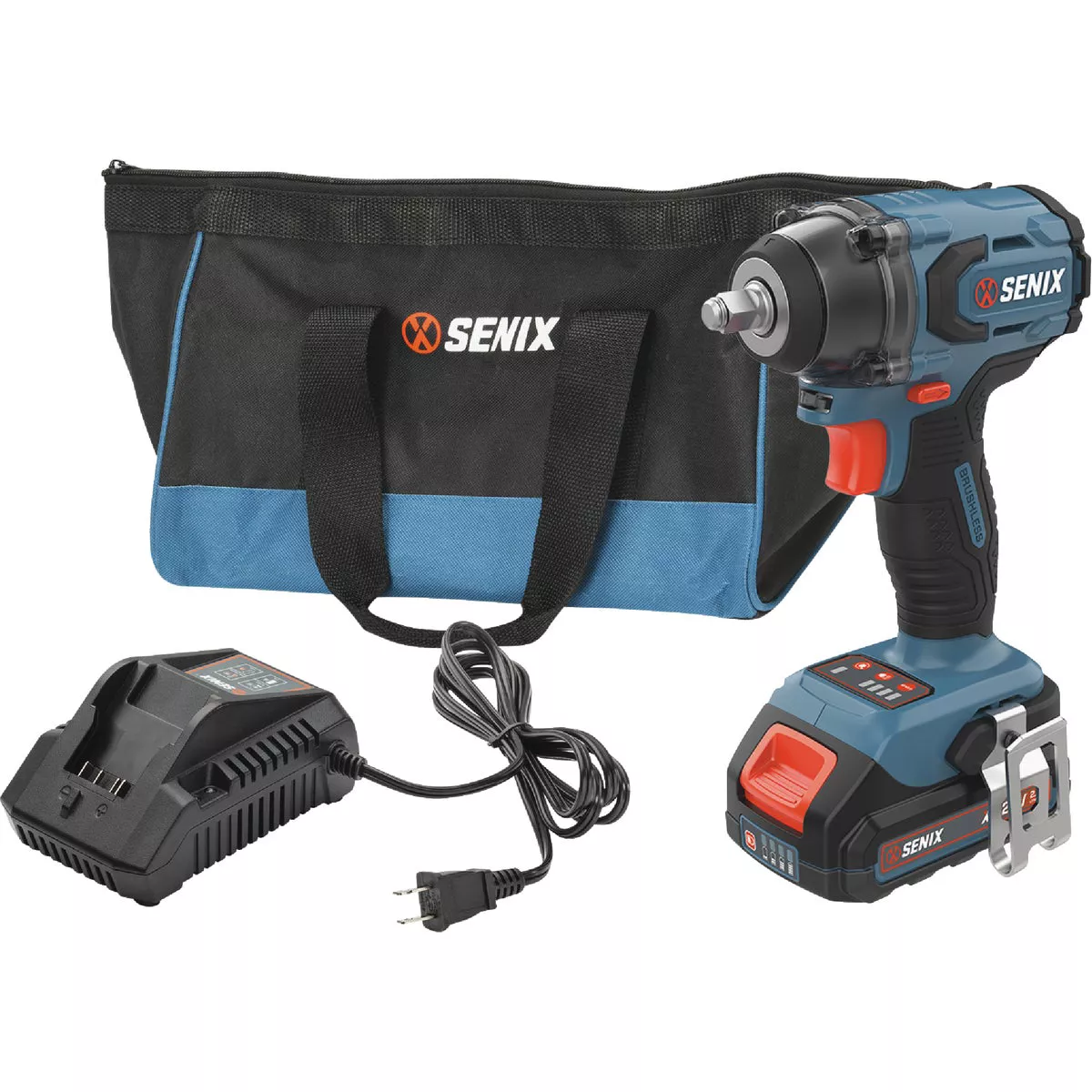 Senix X2 20 Volt Max Brushless 3/8 In. Cordless Impact Wrench Kit with 2.0 Ah Battery & Charger