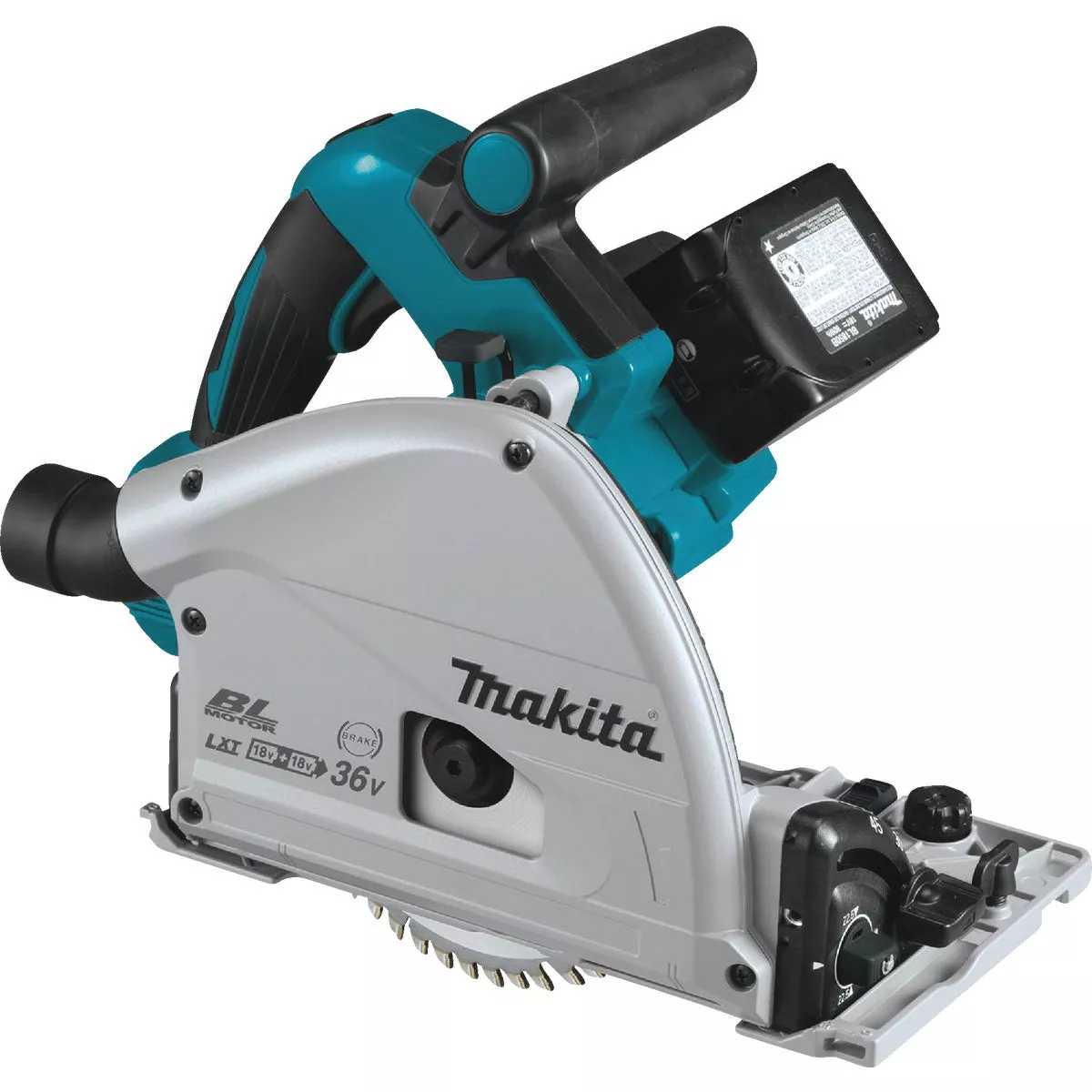 Makita 18V X2 LXT Brushless 6-1/2 In. Cordless Plunge Track Saw Kit with (2) 5.0 Ah Batteries & Dual Port Rapid Charger - photo 3