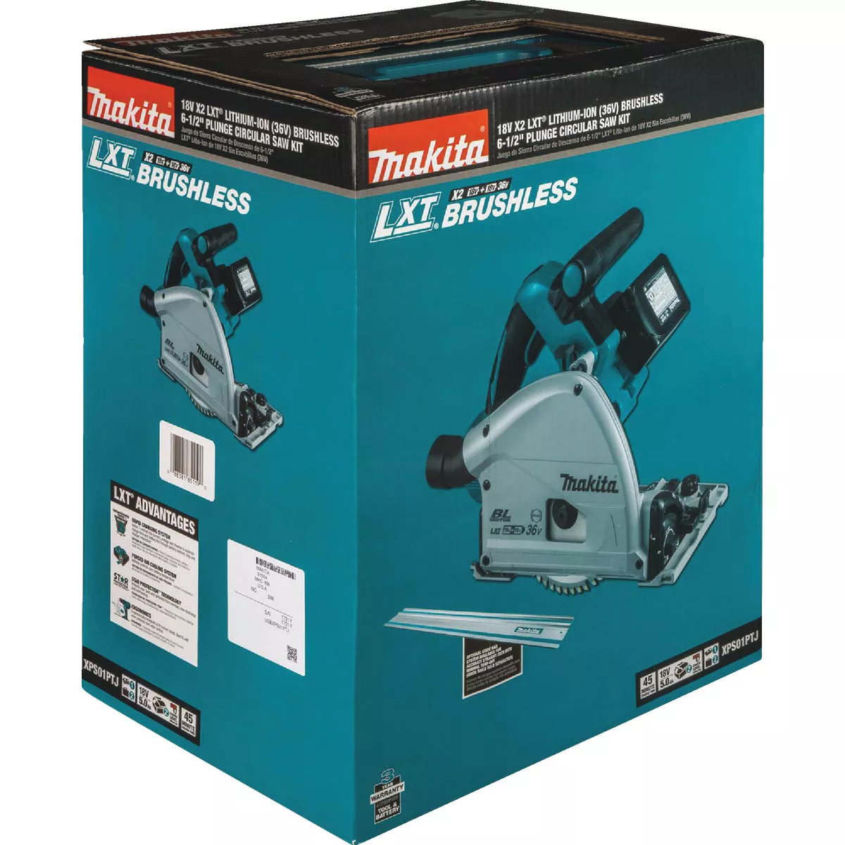 Makita 18V X2 LXT Brushless 6-1/2 In. Cordless Plunge Track Saw Kit with (2) 5.0 Ah Batteries & Dual Port Rapid Charger - photo 4