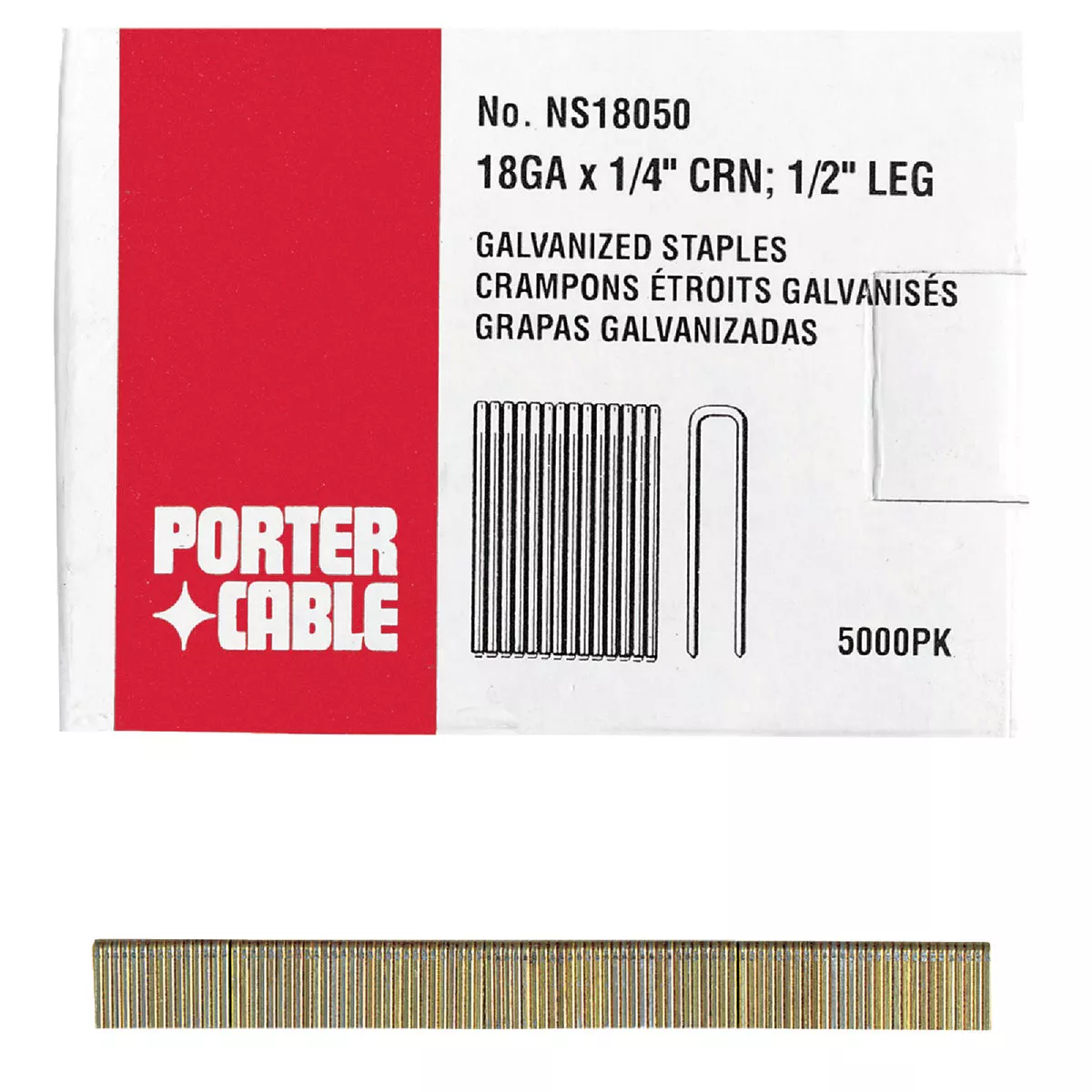 Porter Cable 18-Gauge Galvanized Narrow Crown Finish Staple, 1/4 In. x 1/2 In. (5000 Ct.) - photo 2