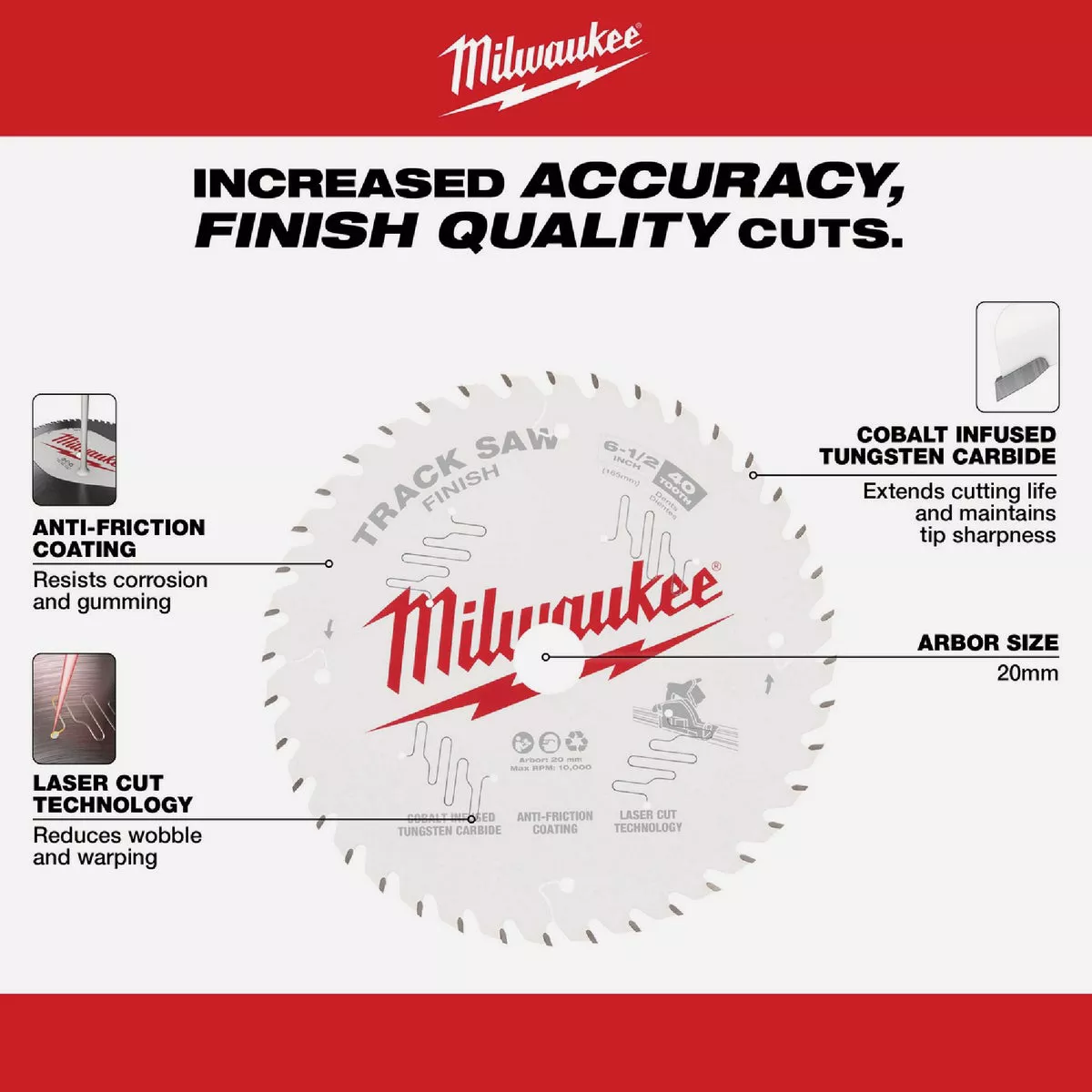 Milwaukee 6-1/2 In. 40-Tooth Finish Track Saw Blade - photo 6