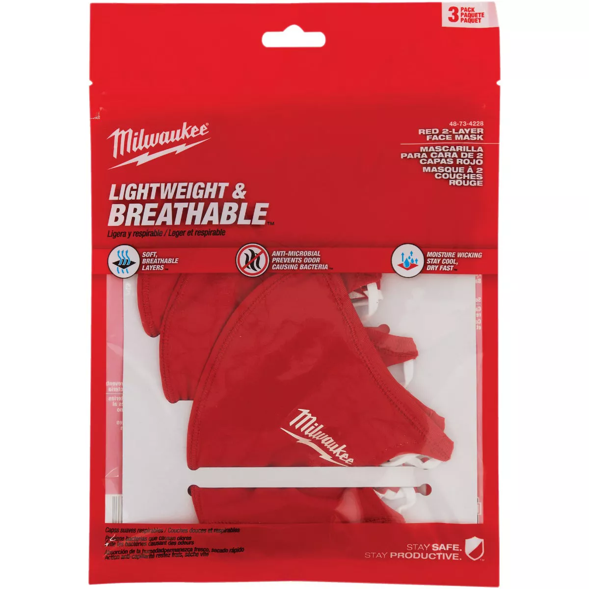 Milwaukee Red 2-Layer Washable Dust & Face Mask (3-Pack) - photo 4