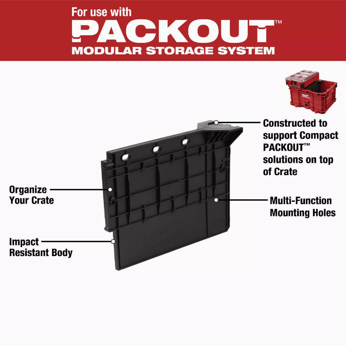 Milwaukee PACKOUT Crate Divider Organizer - photo 4