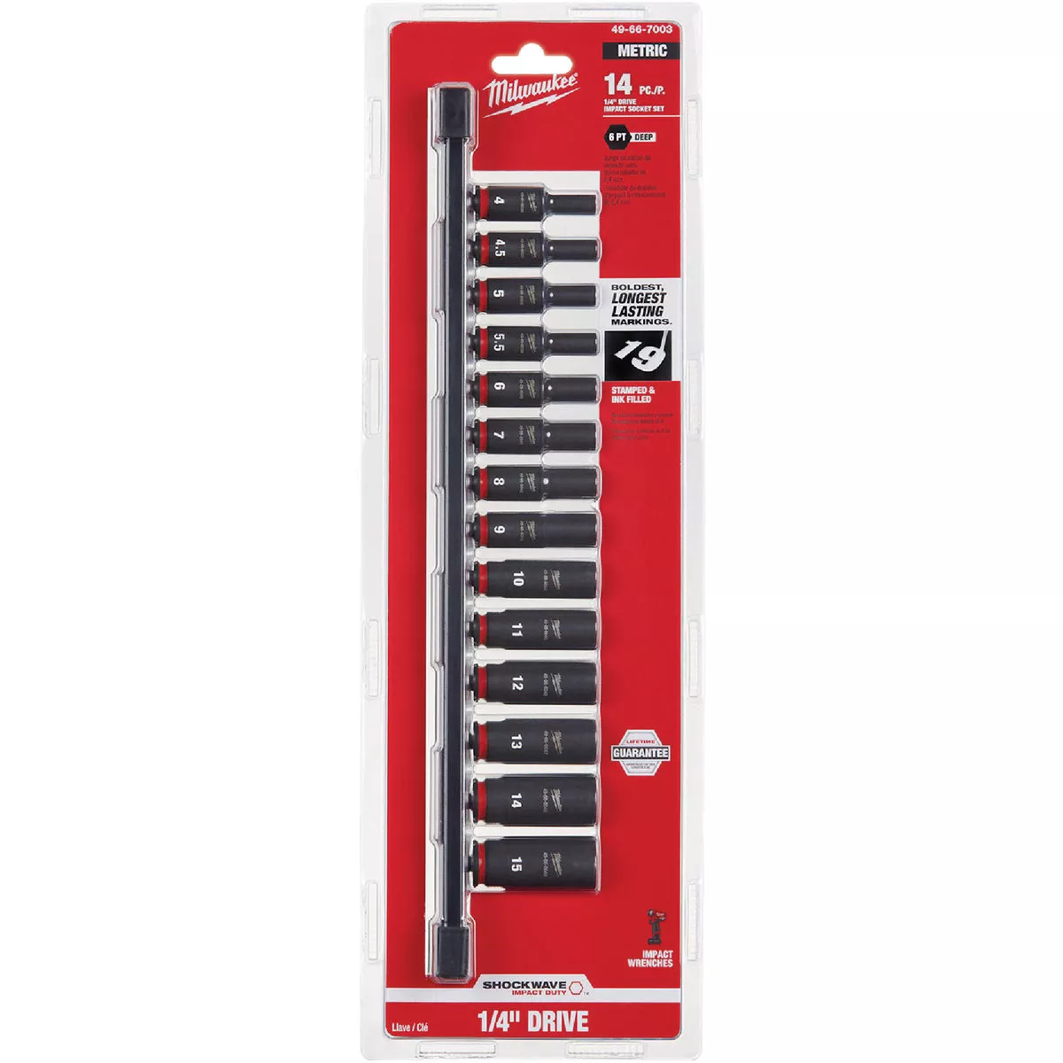 Milwaukee SHOCKWAVE Metric 1/4 In. Drive 6-Point Deep Impact Driver Set (14-Piece) - photo 3