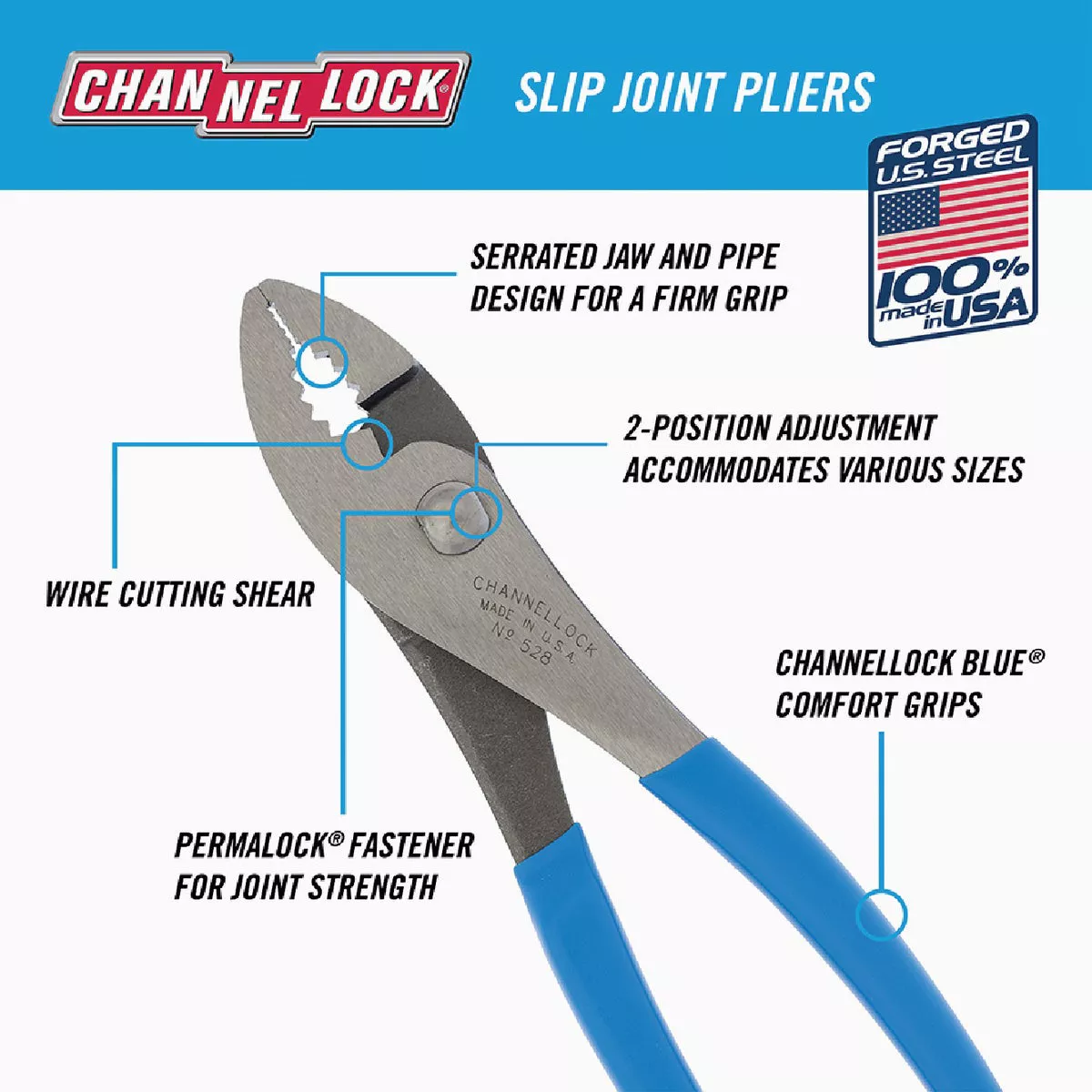 Channellock 8 In. Slip Joint Pliers - photo 2