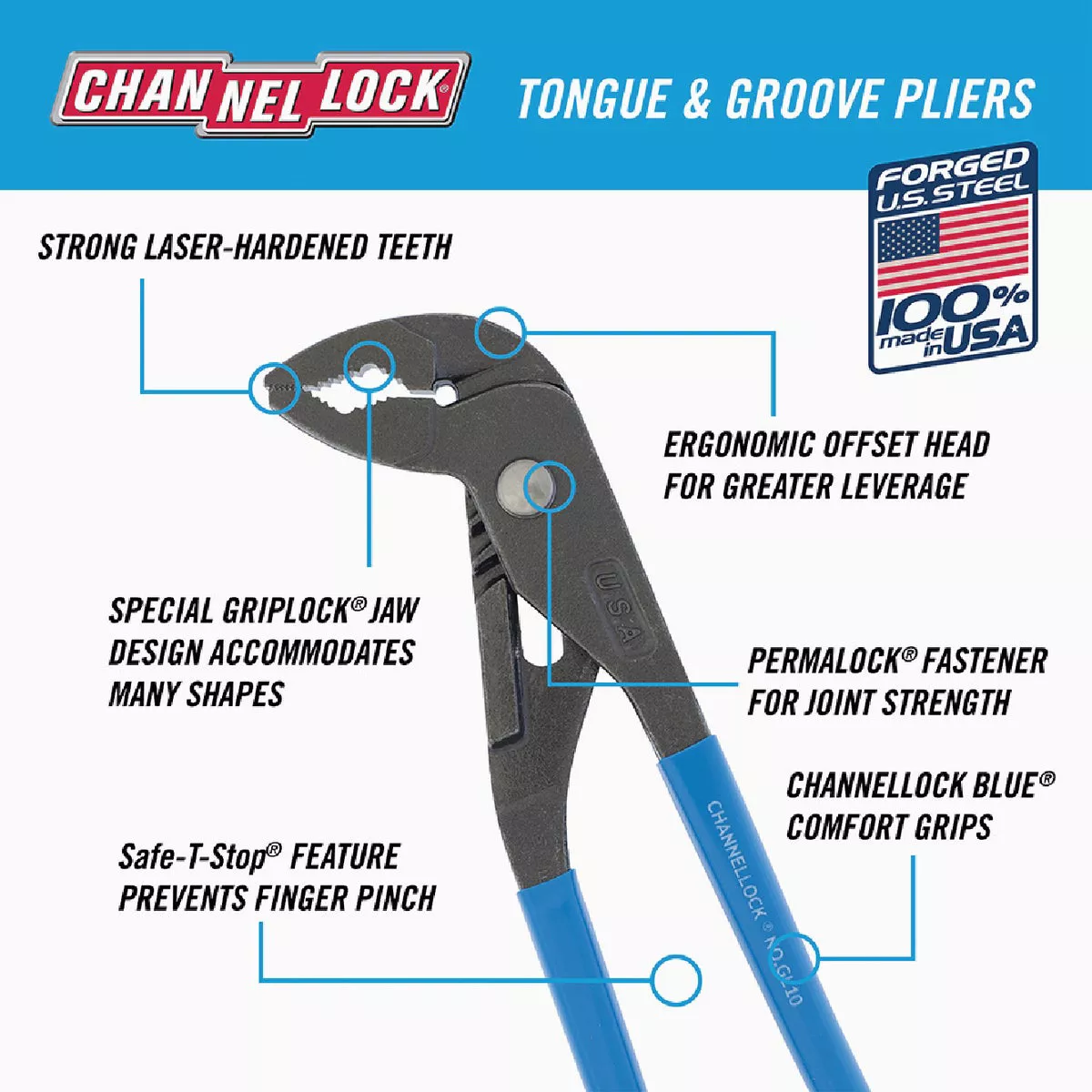 Channellock Griplock 9-1/2 In. V-Jaw Groove Joint Pliers - photo 2