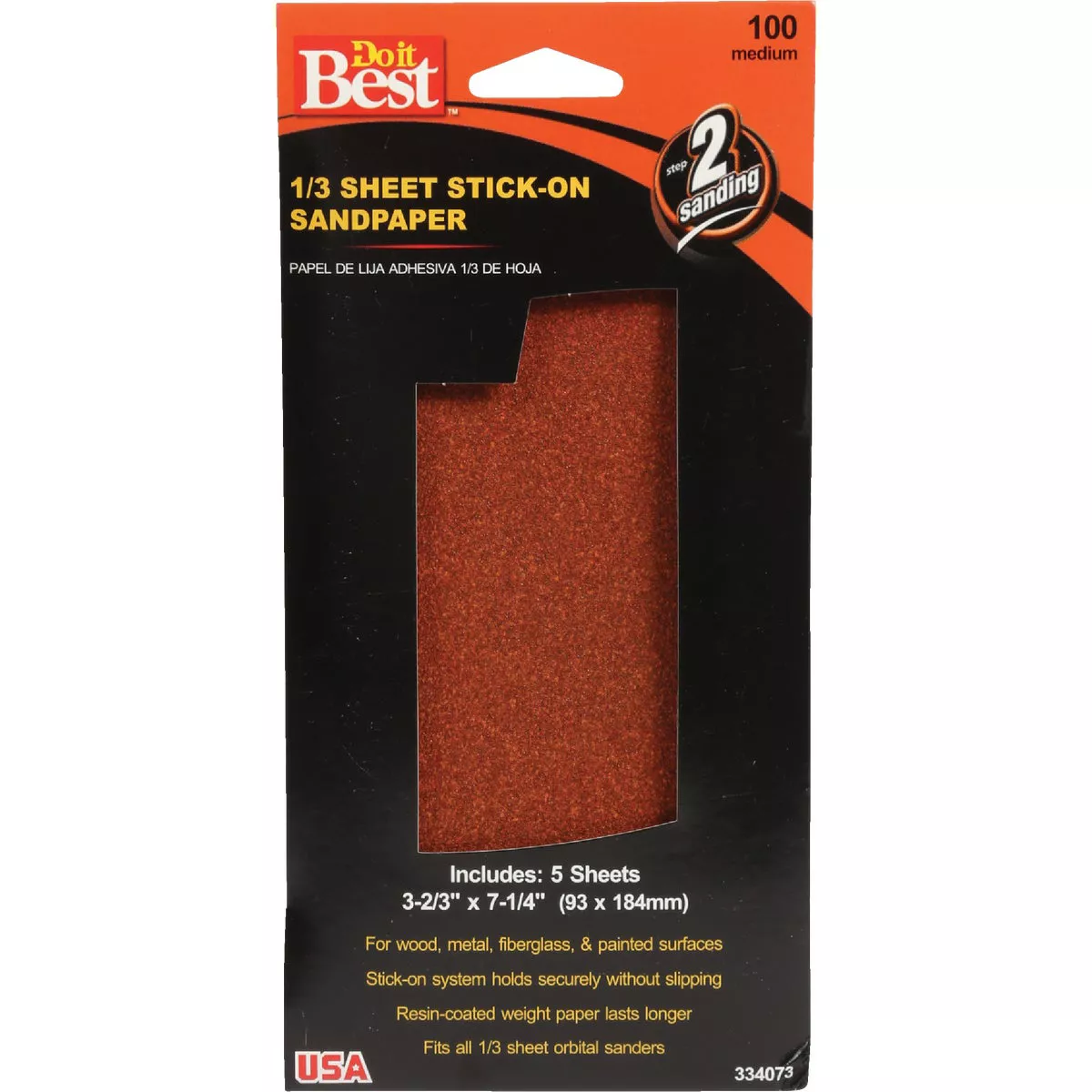 Do it Best 100 Grit 1/3 Stick-On Sheet Power Sanding Sheet (5-Pack)