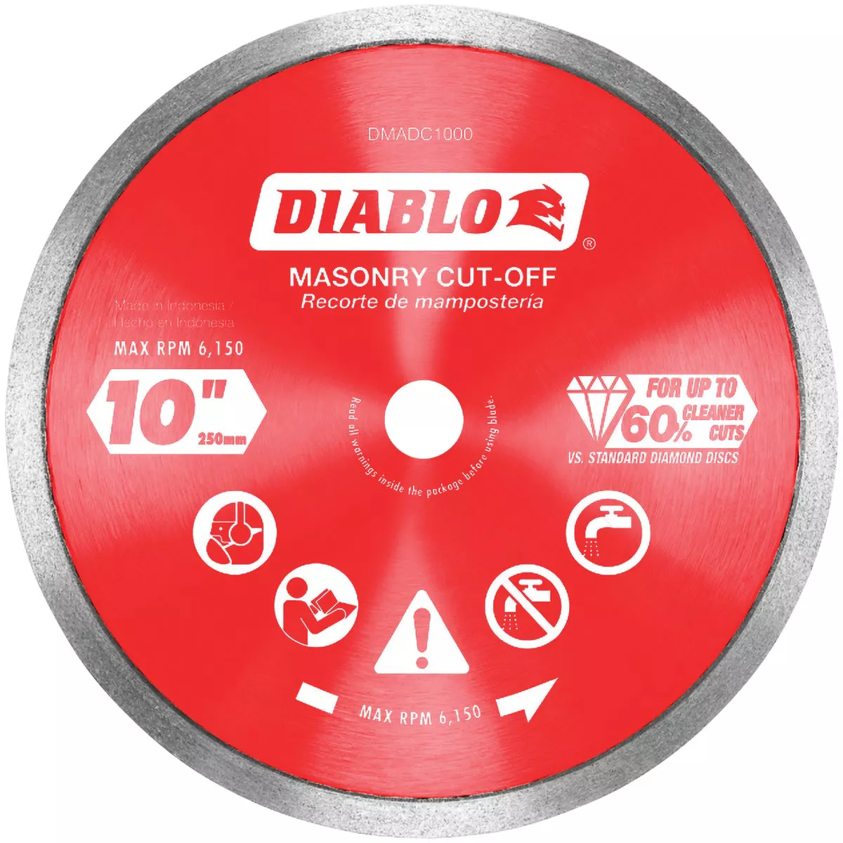 Diablo 10 In. Diamond Continuous Rim Dry/Wet Cut Diamond Blade