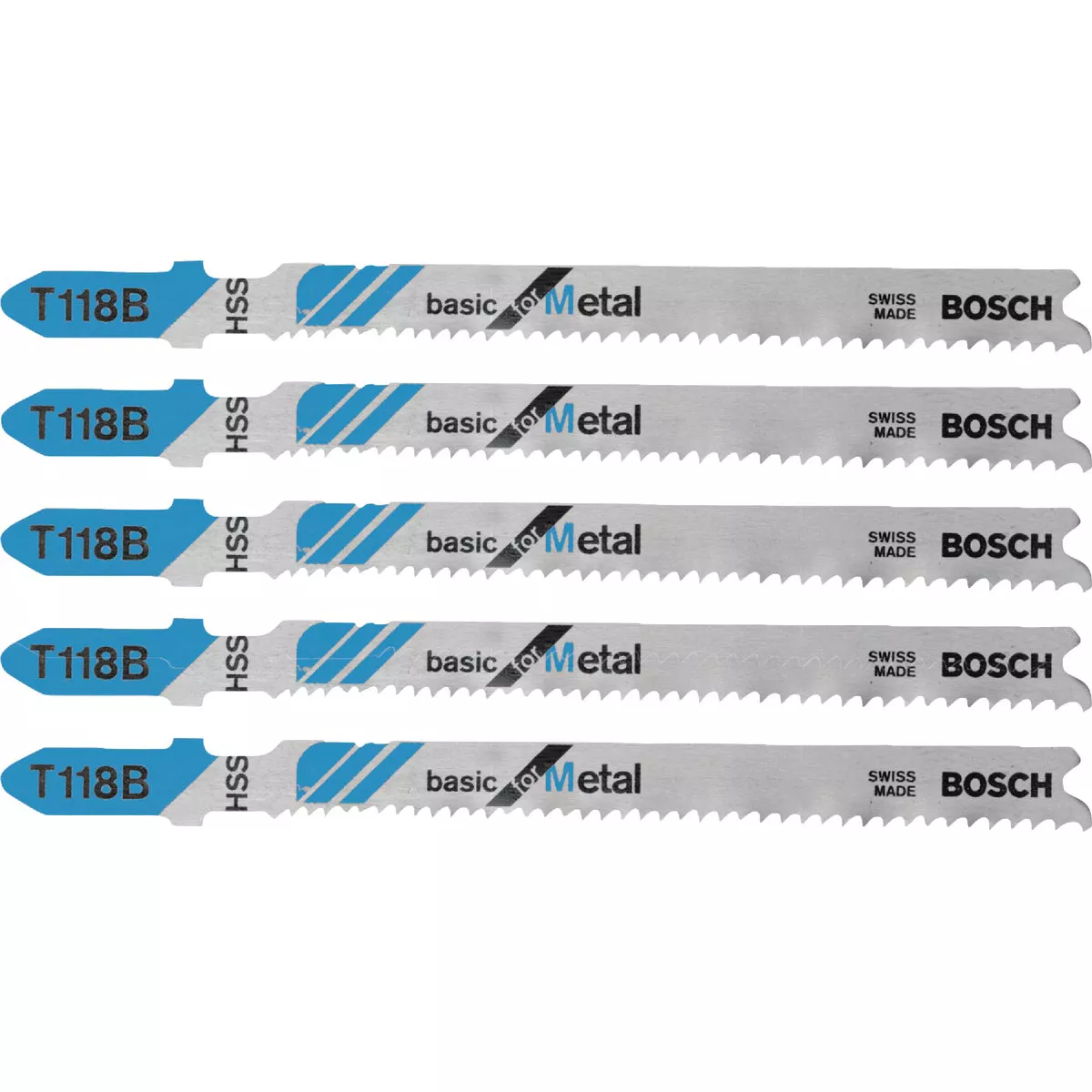 Bosch T-Shank 3-5/8 In. x 11-14 TPI High Speed Steel Jig Saw Blade, Basic for Metal (5-Pack)