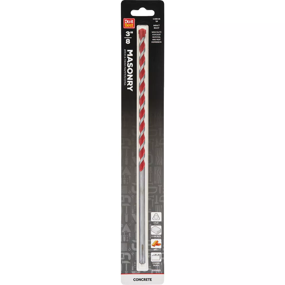 Do it Best 3/8 In. x 12 In. Impact Ready Carbide Masonry Drill Bit