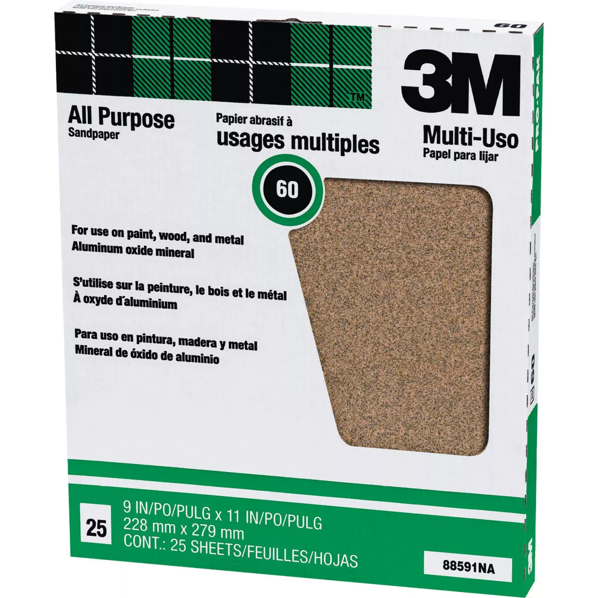 3M General Purpose 9 In. x 11 In. Aluminum Oxide Coarse Sandpaper, 60 Grit (20-Pack)