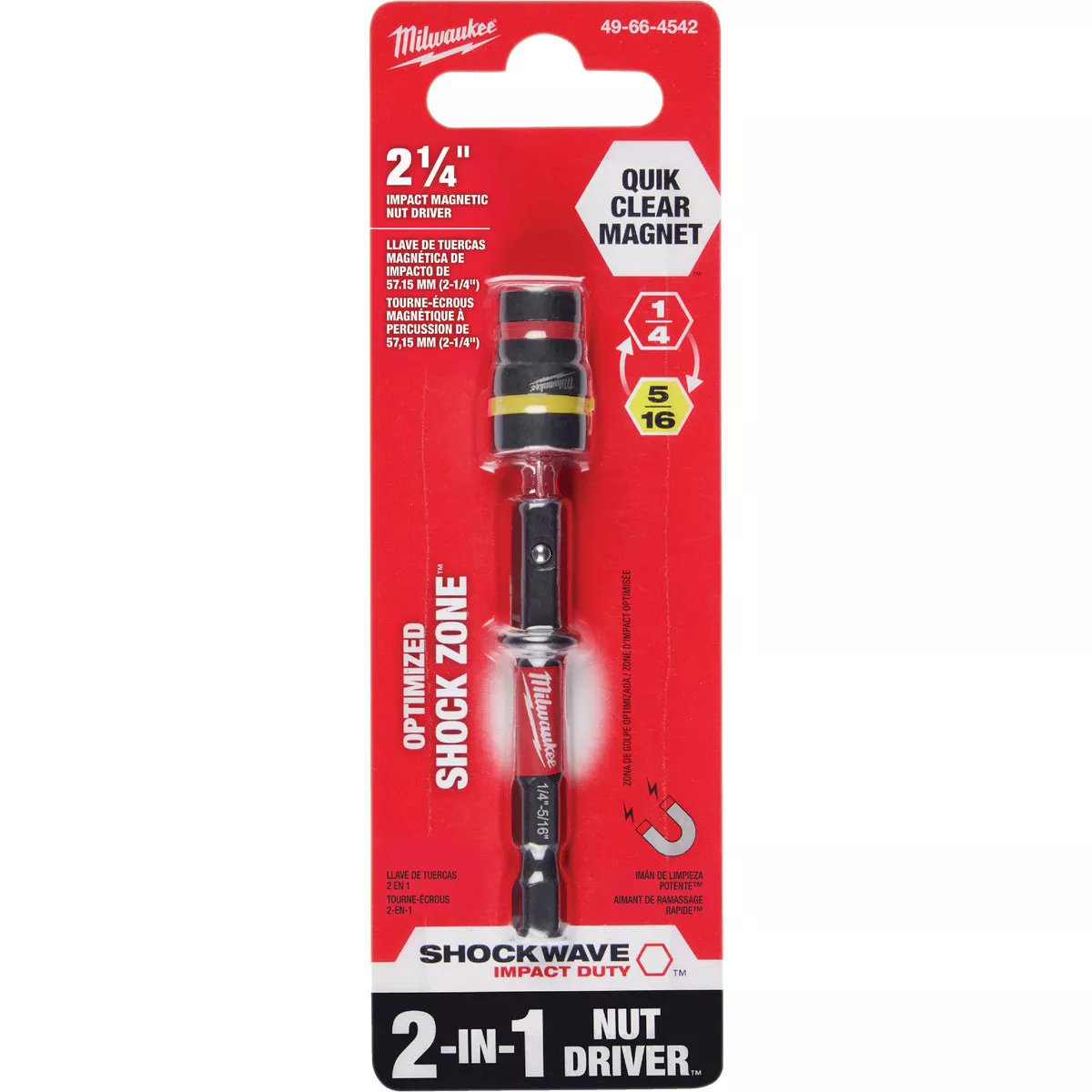Milwaukee SHOCKWAVE QUIK-CLEAR 2-in-1 1/4 In. & 5/16 In. x 2-1/4 In. Impact Duty Magnetic Nut Driver - photo 2