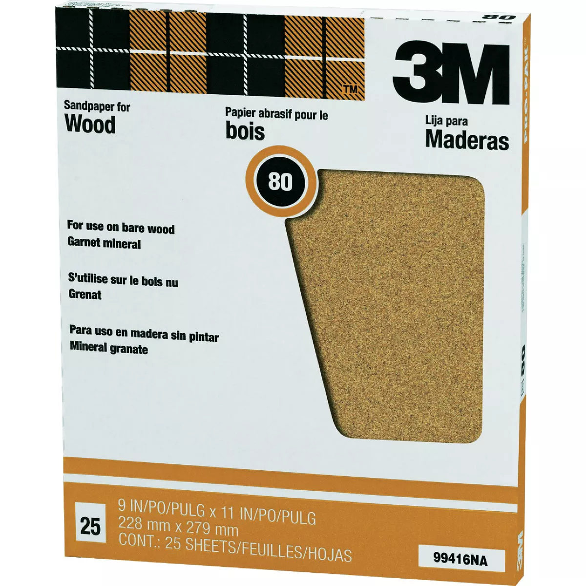 3M Pro-Pak 9 In. x 11 In. Garnet Medium Sanding Sheets, 80 Grit (25-Pack)