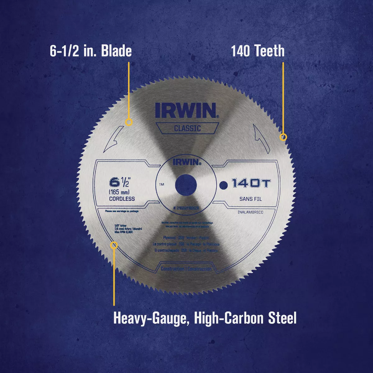 Irwin Steel 6-1/2 In. 140-Tooth Ripping/Crosscutting Circular Saw Blade - photo 3