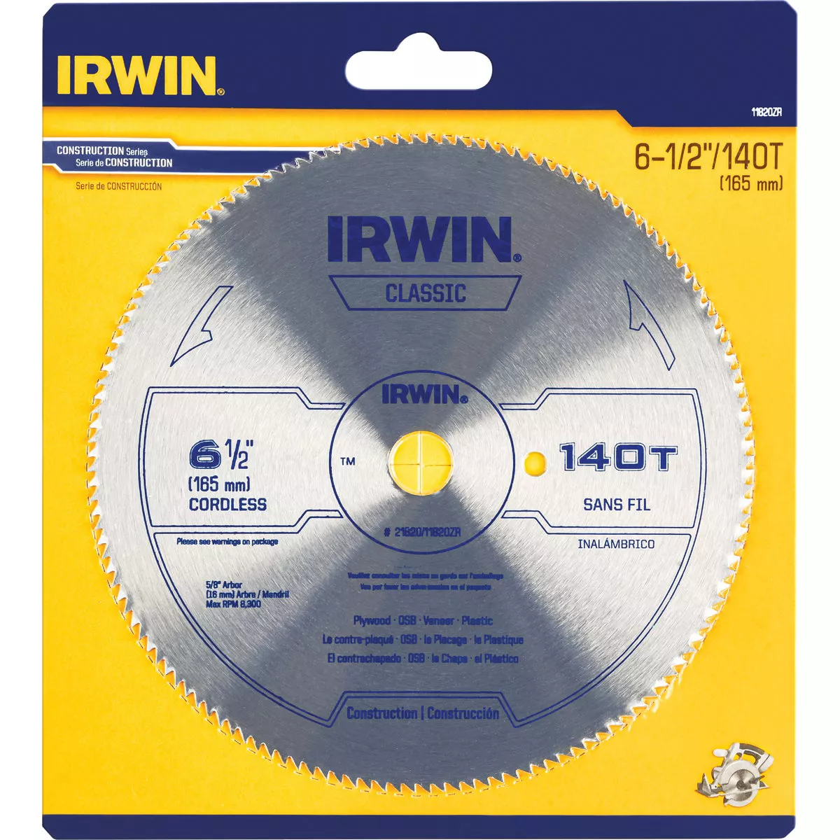 Irwin Steel 6-1/2 In. 140-Tooth Ripping/Crosscutting Circular Saw Blade - photo 2