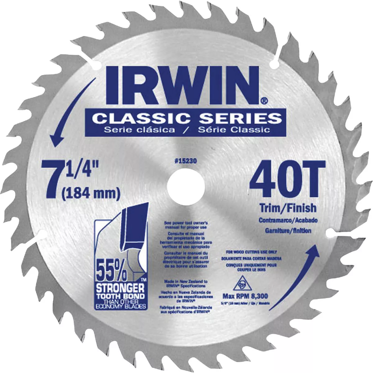Irwin Classic Series 7-1/4 In. 40-Tooth Trim/Finish Circular Saw Blade, Bulk