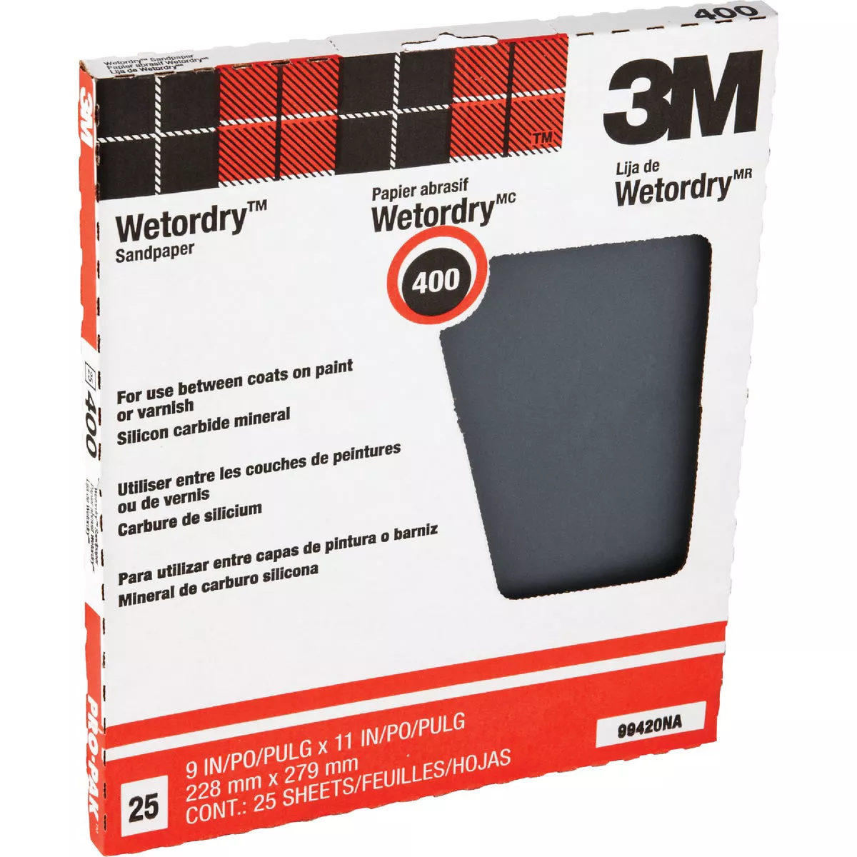 3M Wetordry Pro-Pak 9 In. x 11 In. Super Fine Between Finish Coats Sanding Sheets, 400 Grit (25-Pack) - photo 2