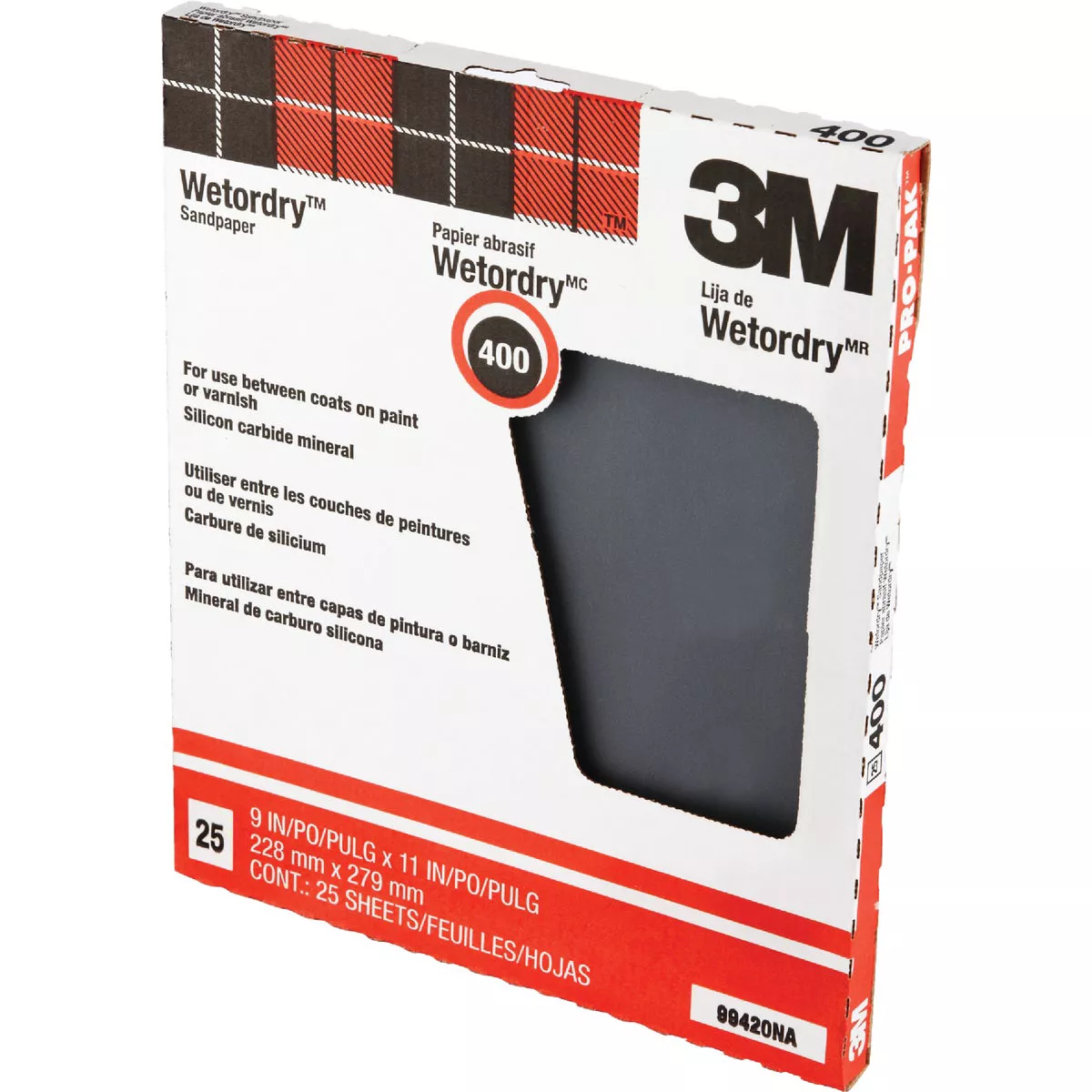 3M Wetordry Pro-Pak 9 In. x 11 In. Super Fine Between Finish Coats Sanding Sheets, 400 Grit (25-Pack) - photo 3