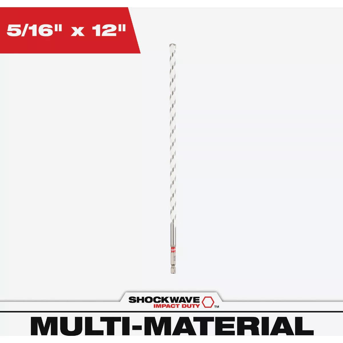 Milwaukee SHOCKWAVE 5/16 In. x 12 In. Impact Duty Carbide Multi-Material Hex Shank Drill Bit
