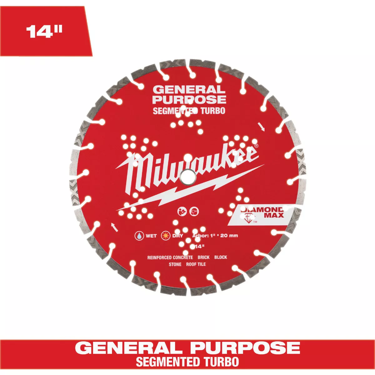 Milwaukee DIAMOND MAX 14 In. Segmented Turbo Rim General Purpose Diamond Blade