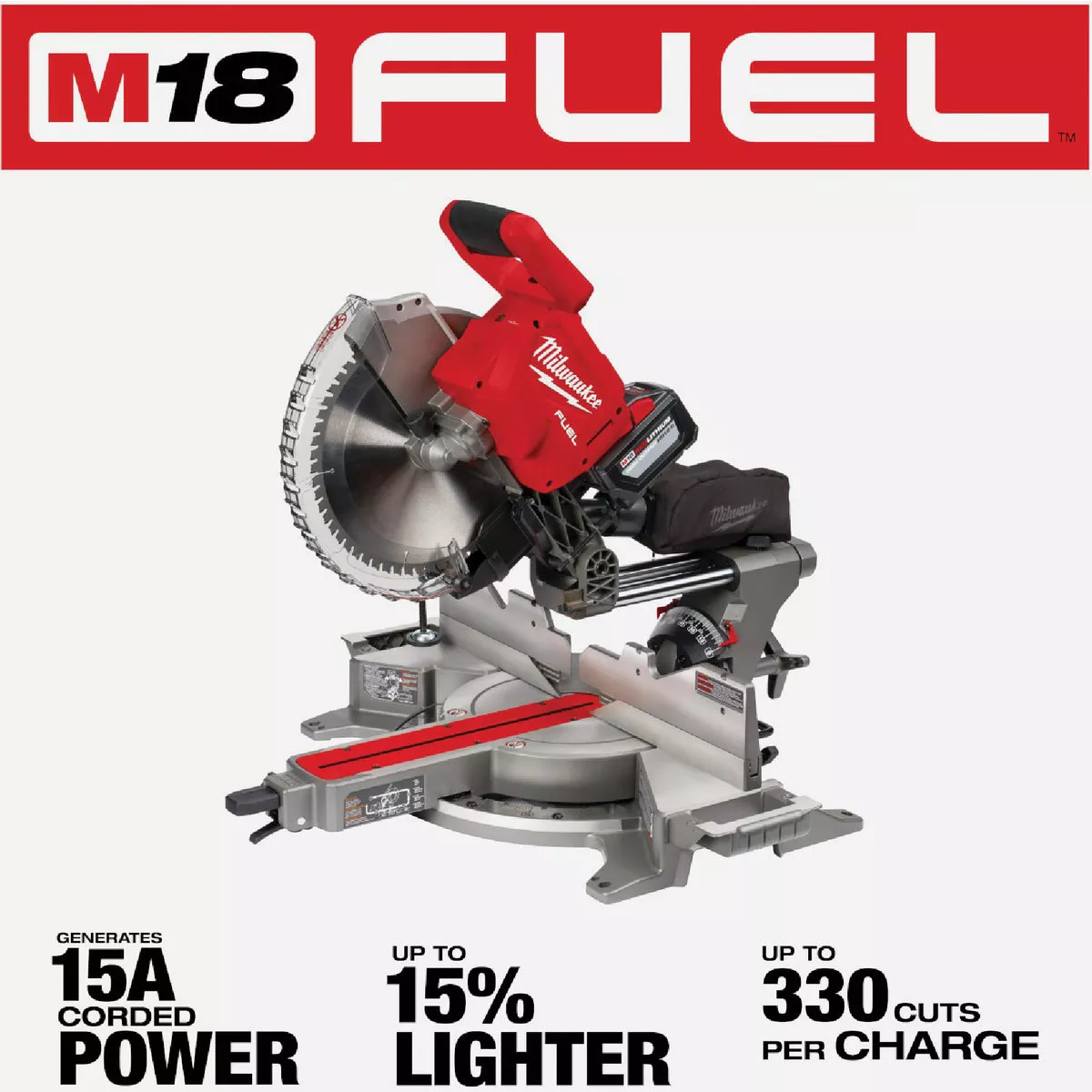 Milwaukee M18 FUEL 12 In. Brushless Dual Bevel Sliding Compound Cordless Miter Saw Kit with 12.0 Ah Battery & Charger - photo 3