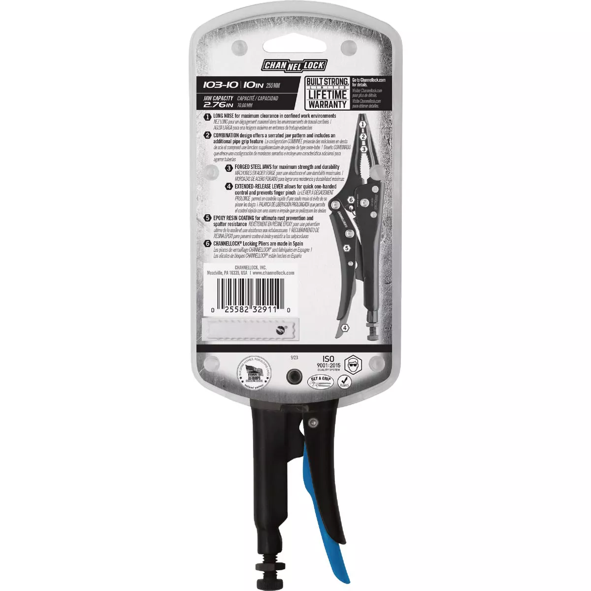 Channellock 10 In. Combination Long Nose Locking Pliers - photo 3