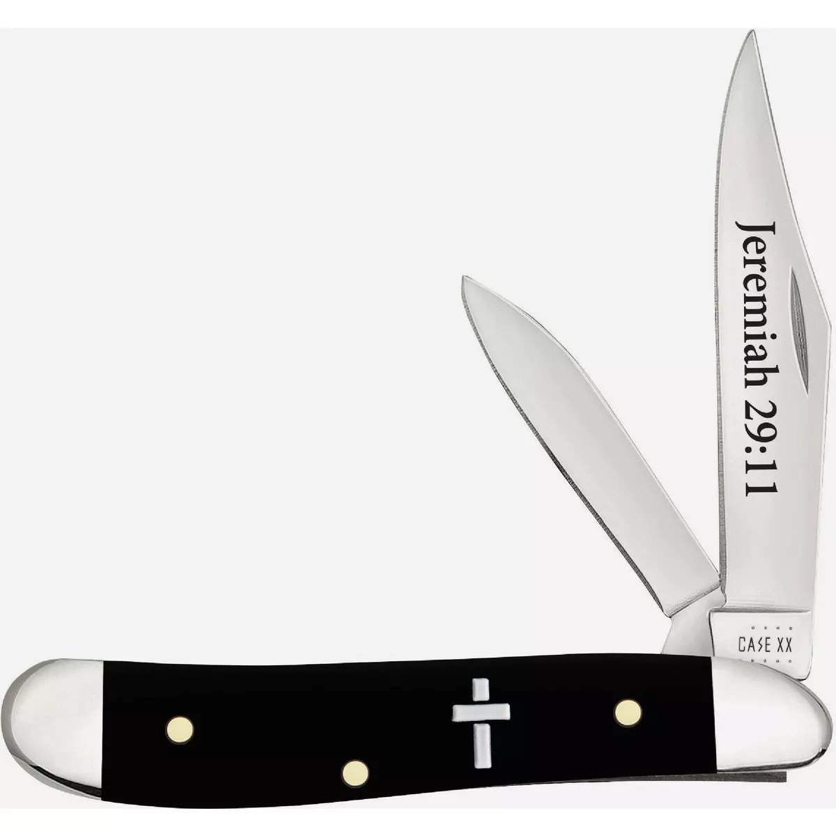 Case 2.1 In. Religious Black Synthetic Smooth Peanut Pocket Knife Jeremiah 29:11