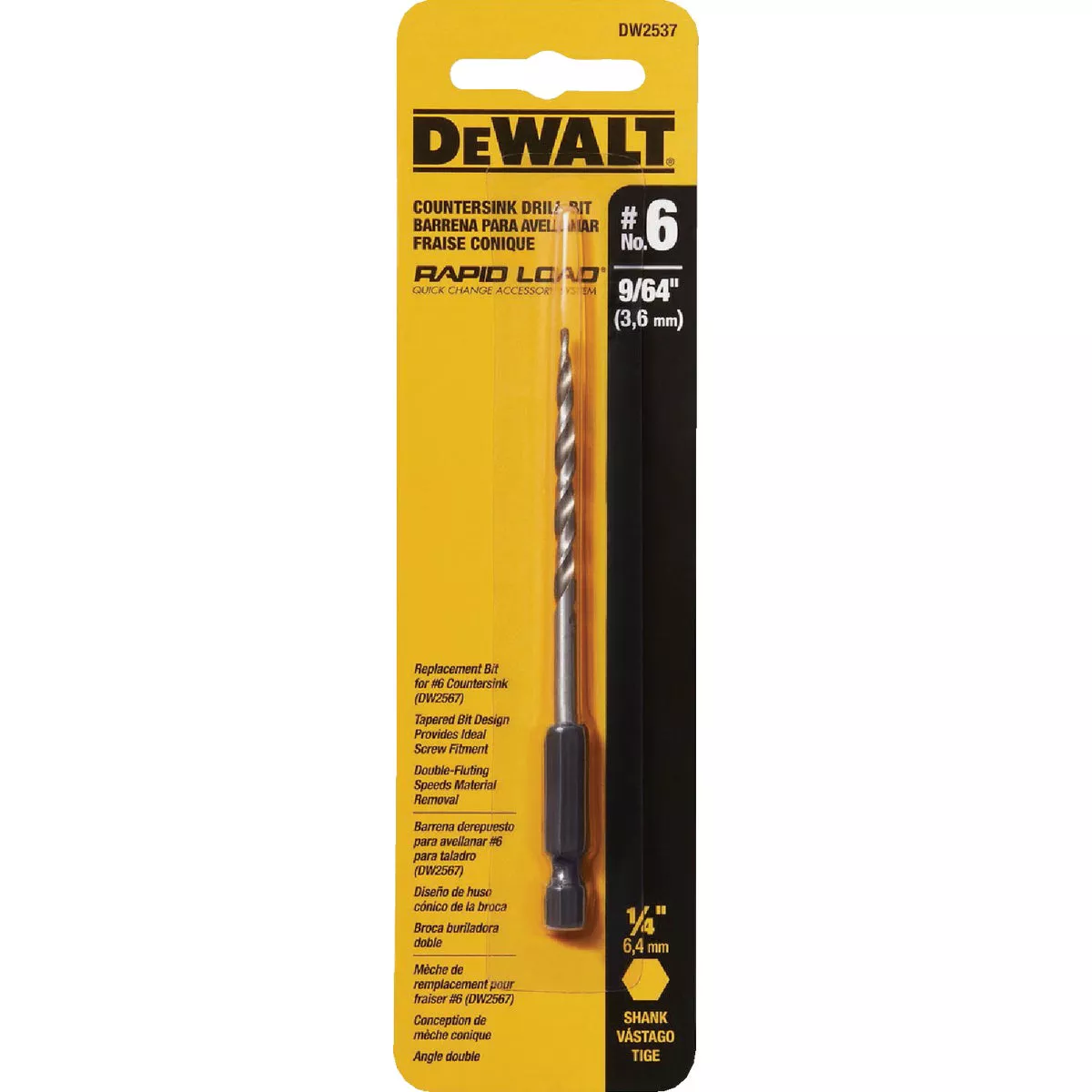 DEWALT Rapid Load #6 9/64 In. High-Speed Countersink Bit - photo 2