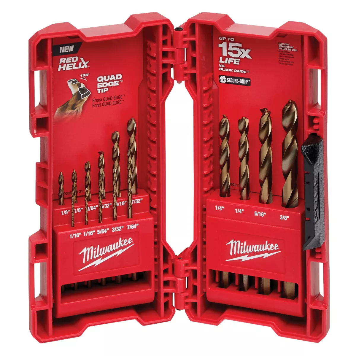 Milwaukee RED HELIX Cobalt Drill Bit Set (15-Piece) - photo 2