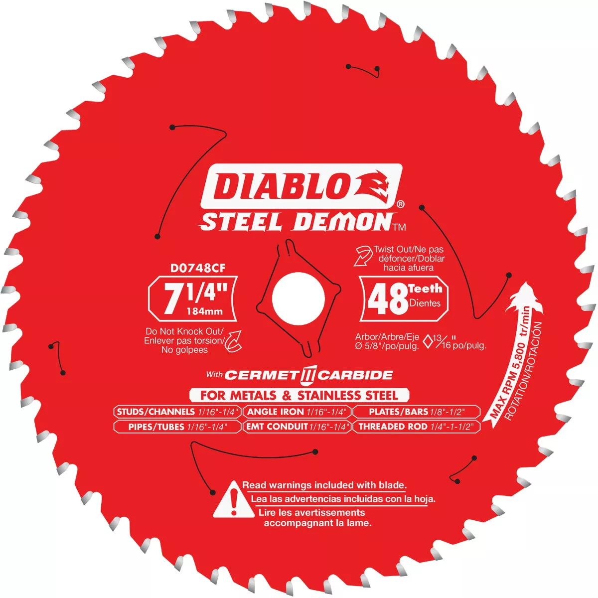 Diablo Steel Demon 7-1/4 In. 48-Tooth Cermet II Metal Circular Saw Blade, Bulk