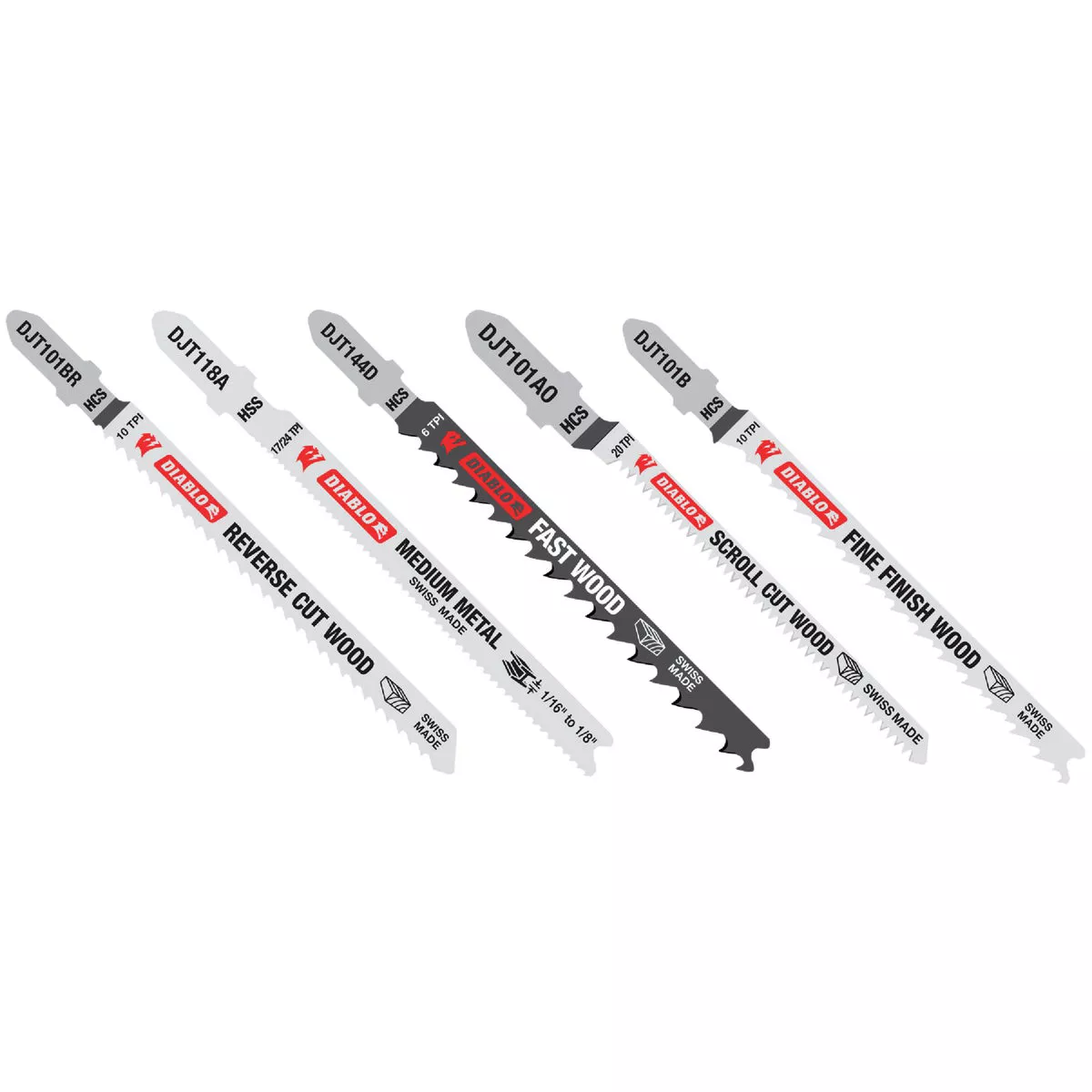 Diablo 5-Piece T-Shank HCS & HSS Jig Saw Blade Set for Wood & Metal