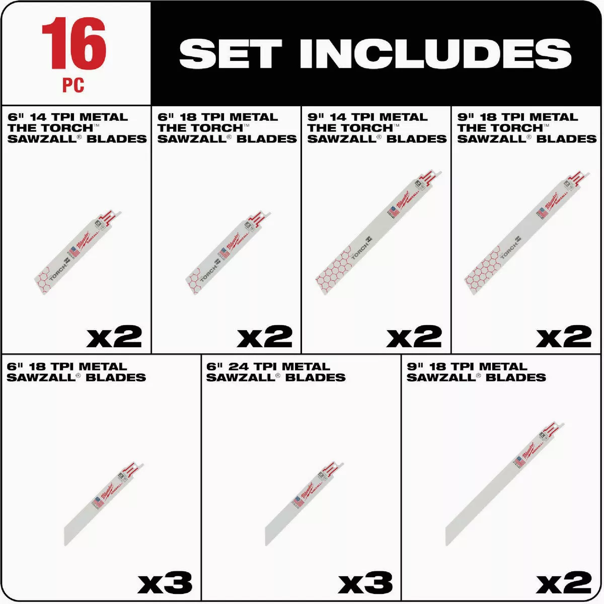 Milwaukee SAWZALL 16-Piece Multi-Material Reciprocating Saw Blade Set - photo 3
