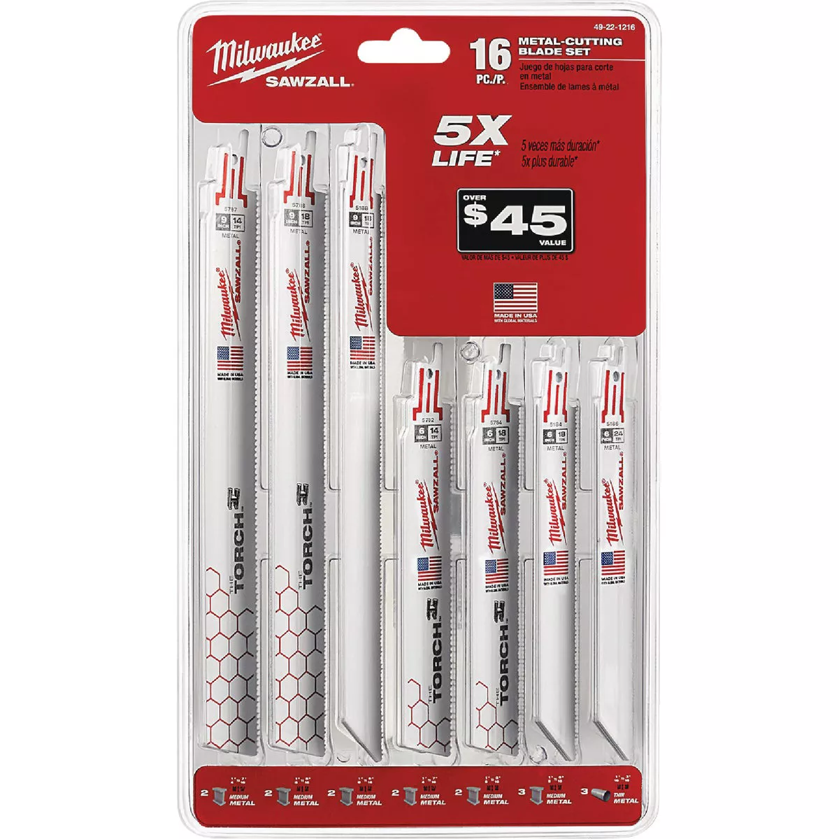 Milwaukee SAWZALL 16-Piece Multi-Material Reciprocating Saw Blade Set - photo 2