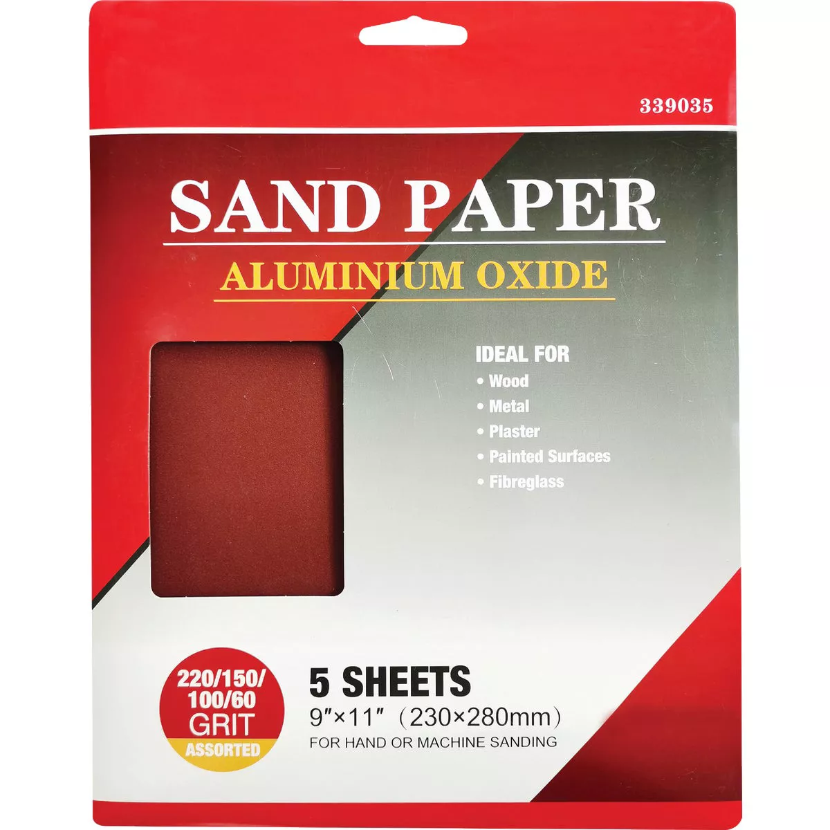 Boss General Purpose 9 In. x 11 In. 220/150/100/60 Grit Assorted Grade Sandpaper (5-Pack)