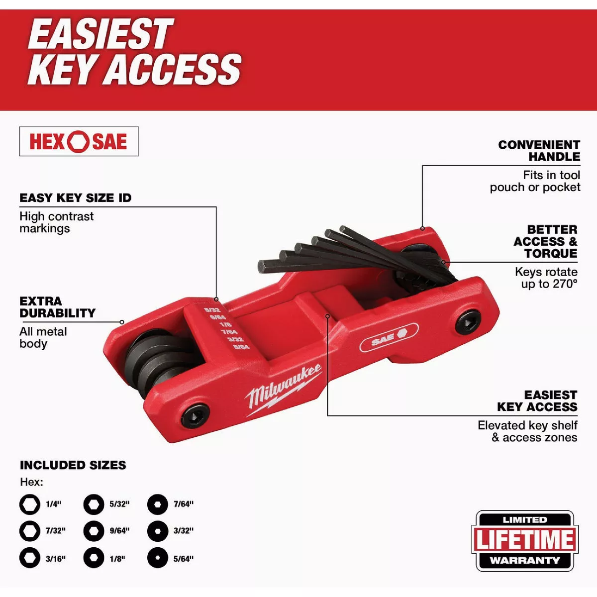 Milwaukee SAE Folding Hex Key Set, 9-Piece - photo 2