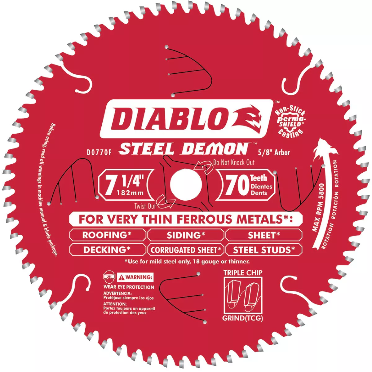 Diablo Steel Demon 7-1/4 In. 70-Tooth Thin Metal Circular Saw Blade